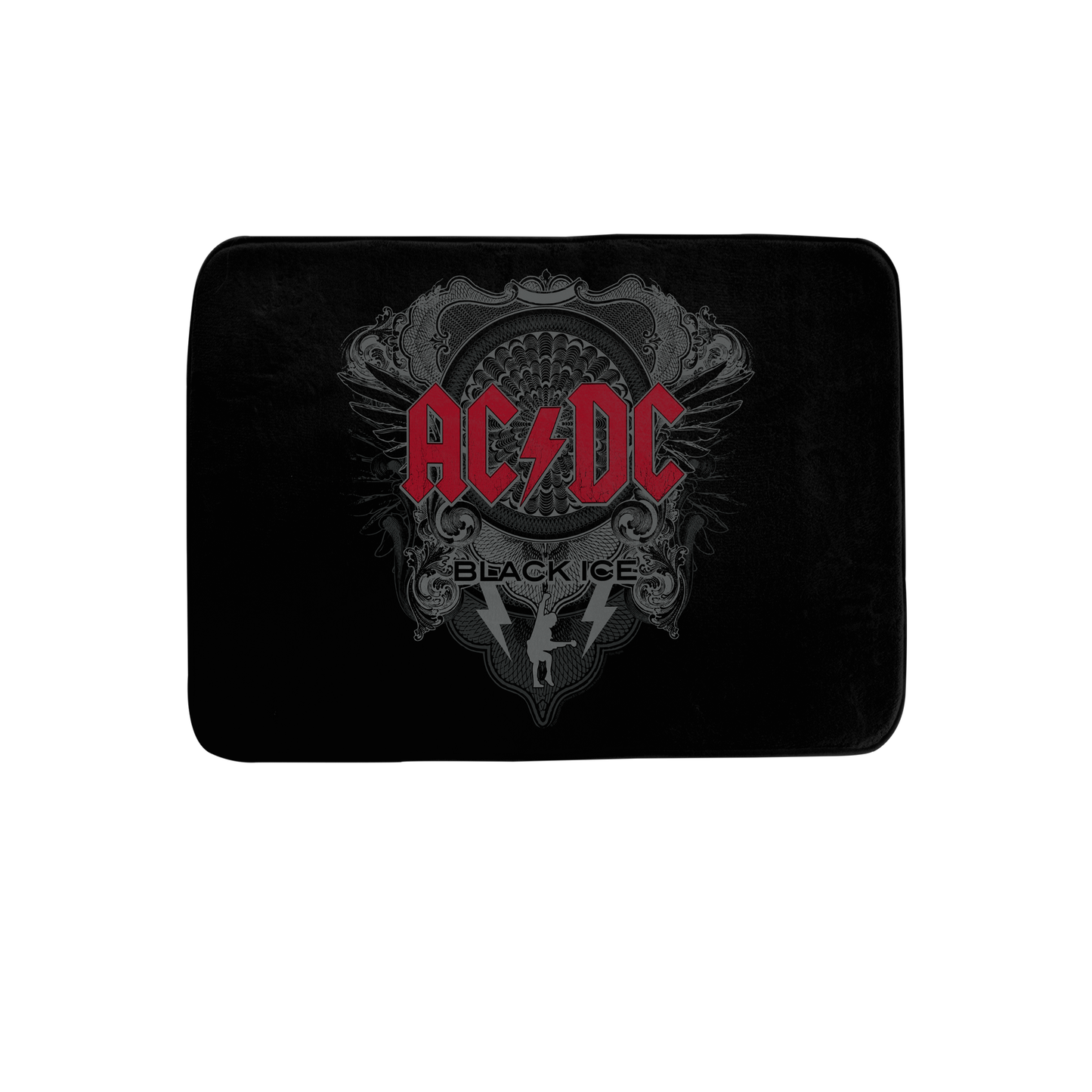 ACDC Black Ice Red Print Bathmat - Memory Foam, Plush Microfiber, 24"x17 Water-Absorbent - Bathmat, Bathroom