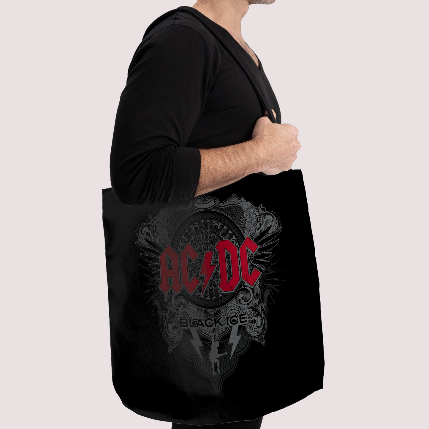 ACDC Black Ice with Red AOP and ACDC Black Ice with Red AOP with Tote Bag