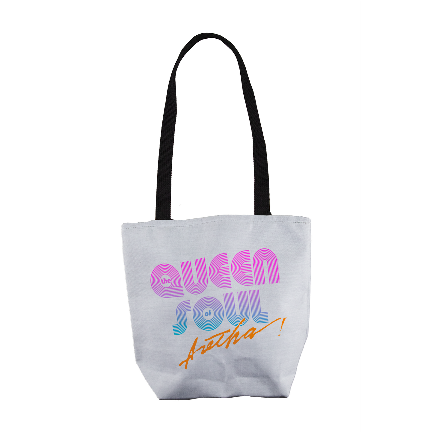 Aretha Franklin The Queen of Soul Music - Pink 80s Font with Tote Bag