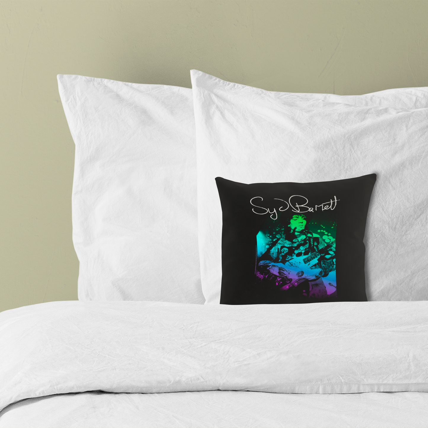 Syd Barret Colorful Portrait with Guitar with Pillow square