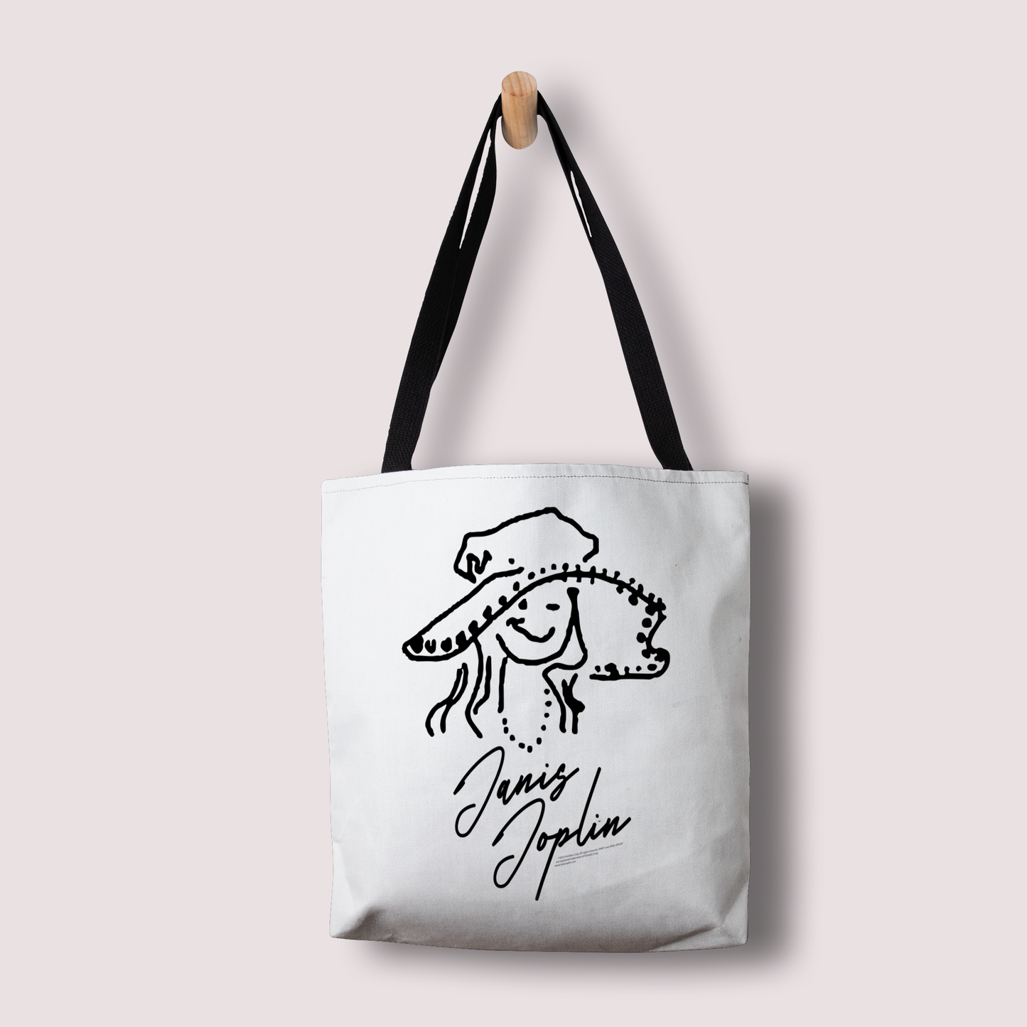 Janis Joplin Outline Sketched White and Janis Joplin Outline Sketched White with Tote Bag