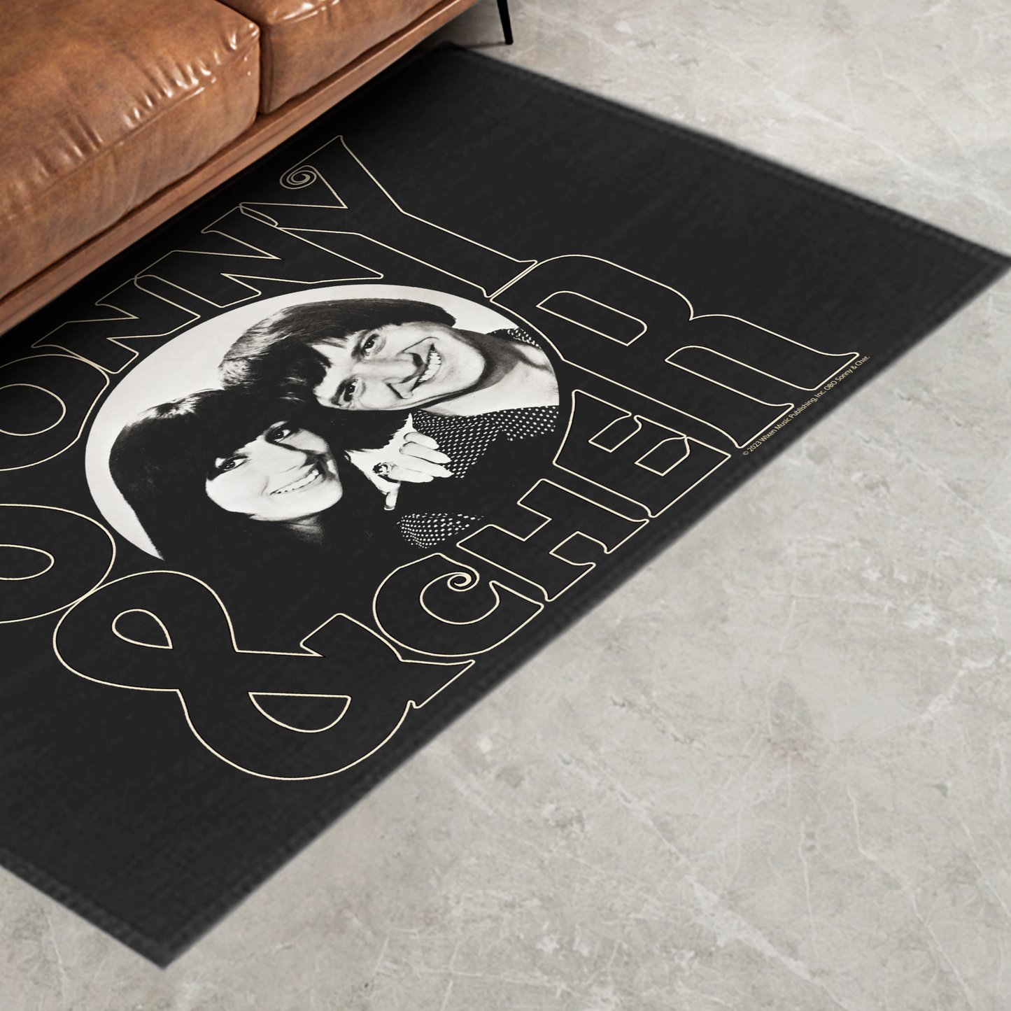 Sonny & Cher Circle Photo with Area Rug rectangular