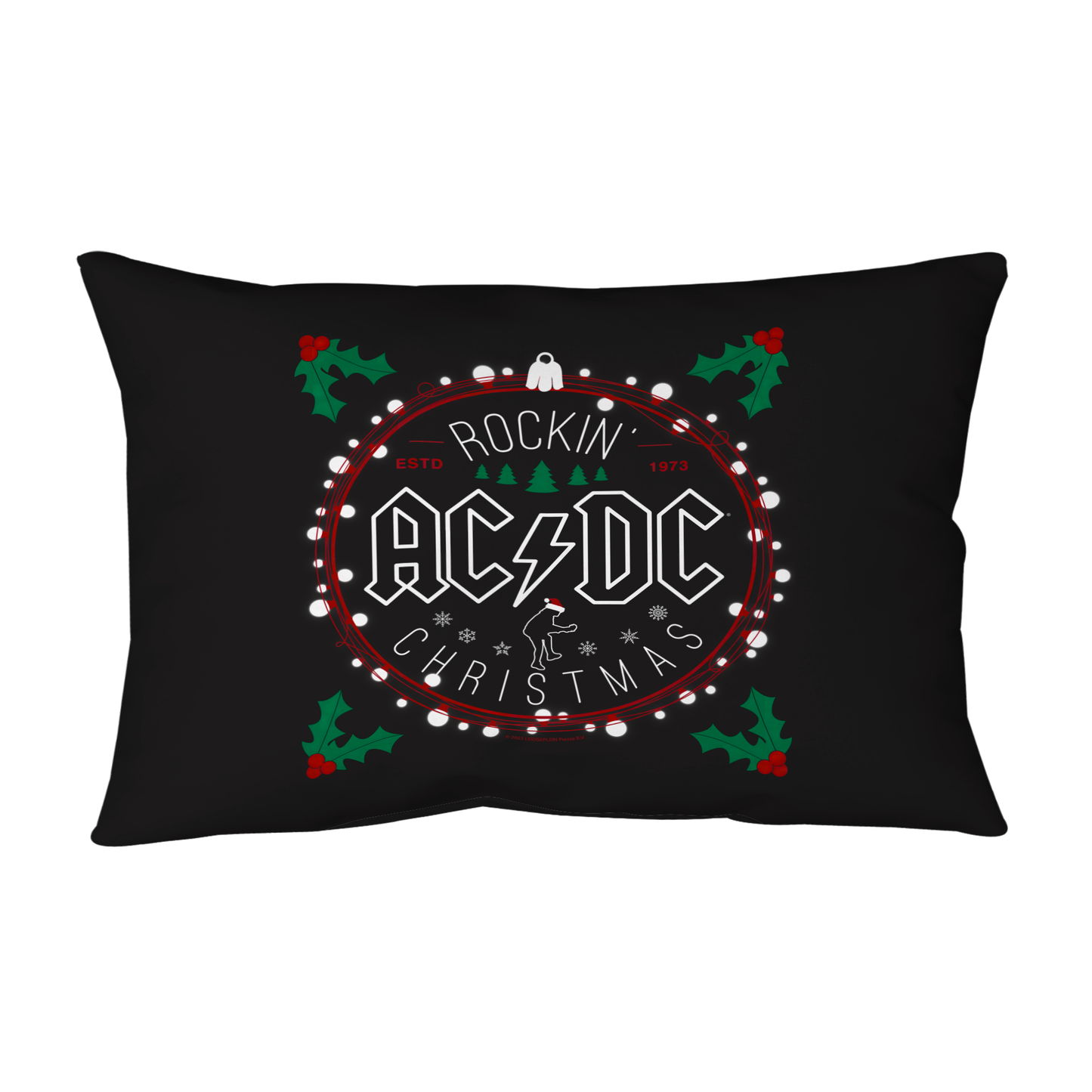 ACDC Christmas Circle Pillow rectangular