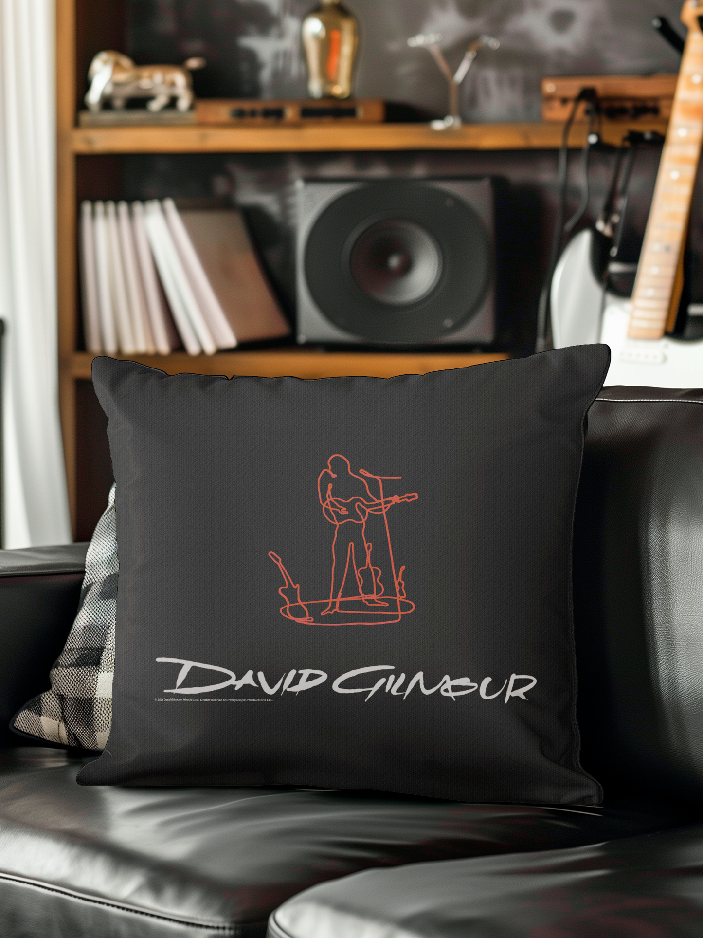 David Glimour Sketched Art White with Pillow square