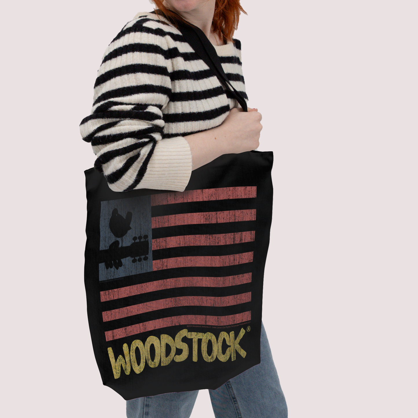 Woodstock Distressed Flag Black and Woodstock Distressed Flag Black with Tote Bag