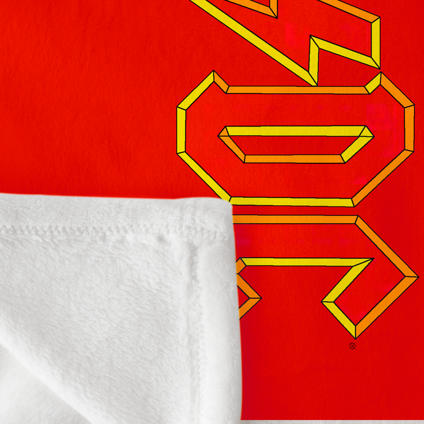 ACDC Yellow Outline Red Logo Fleece Blanket