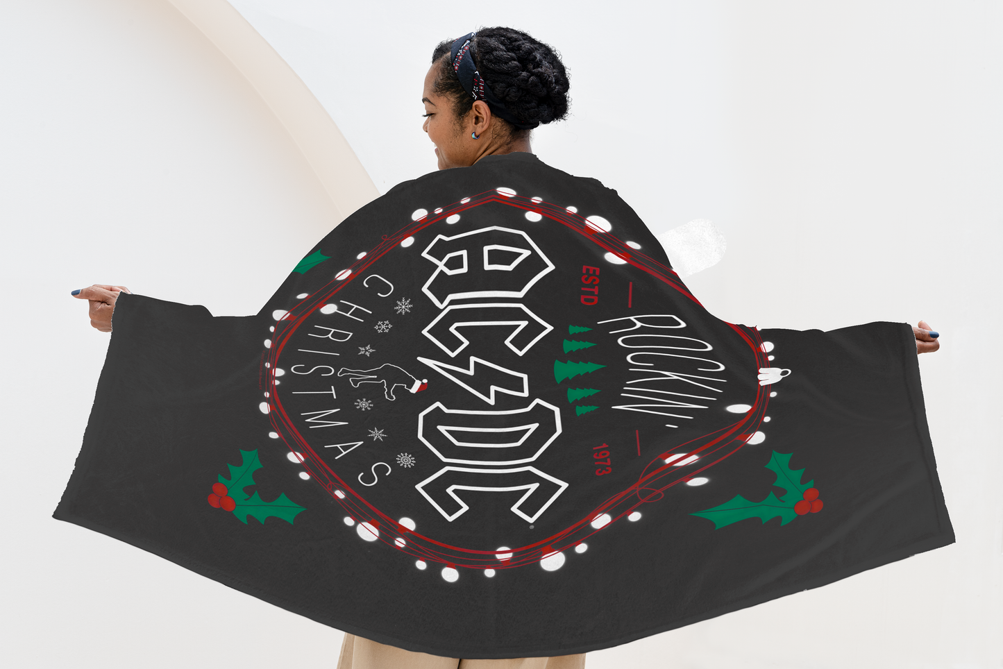 ACDC Christmas Circle Fleece Blanket