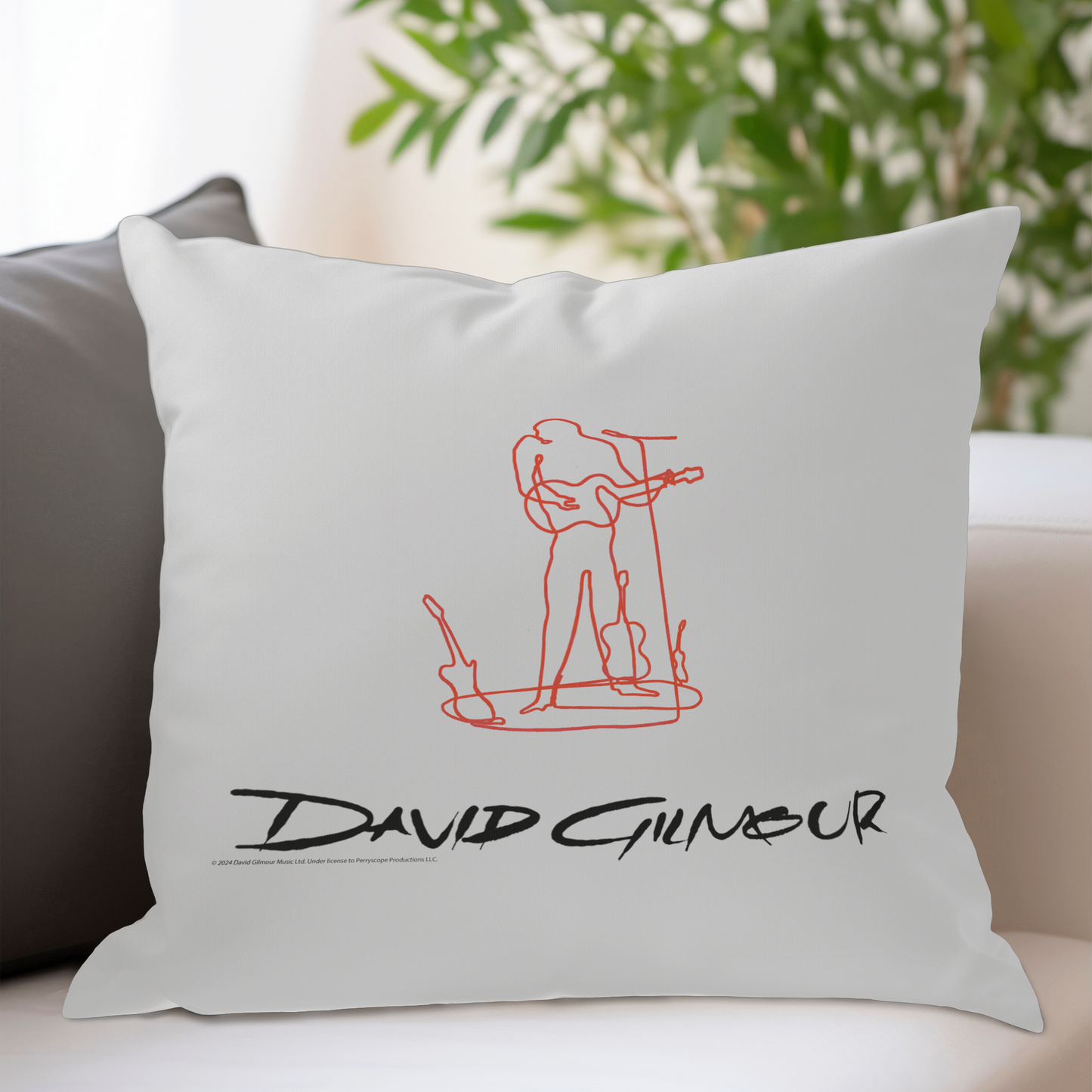 David Gilmour Line Art and David Gilmour Line Art with Throw Pillow