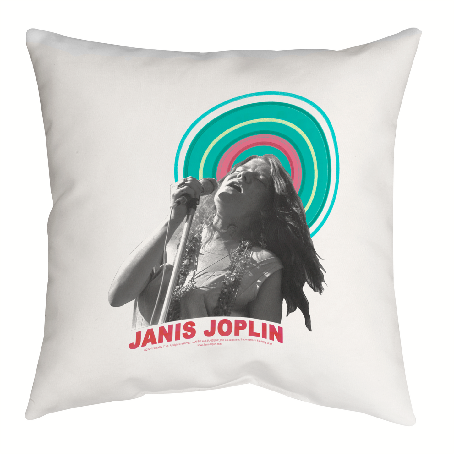 Janis Joplin Halo Photo White and Janis Joplin Halo Photo White with Pillow square