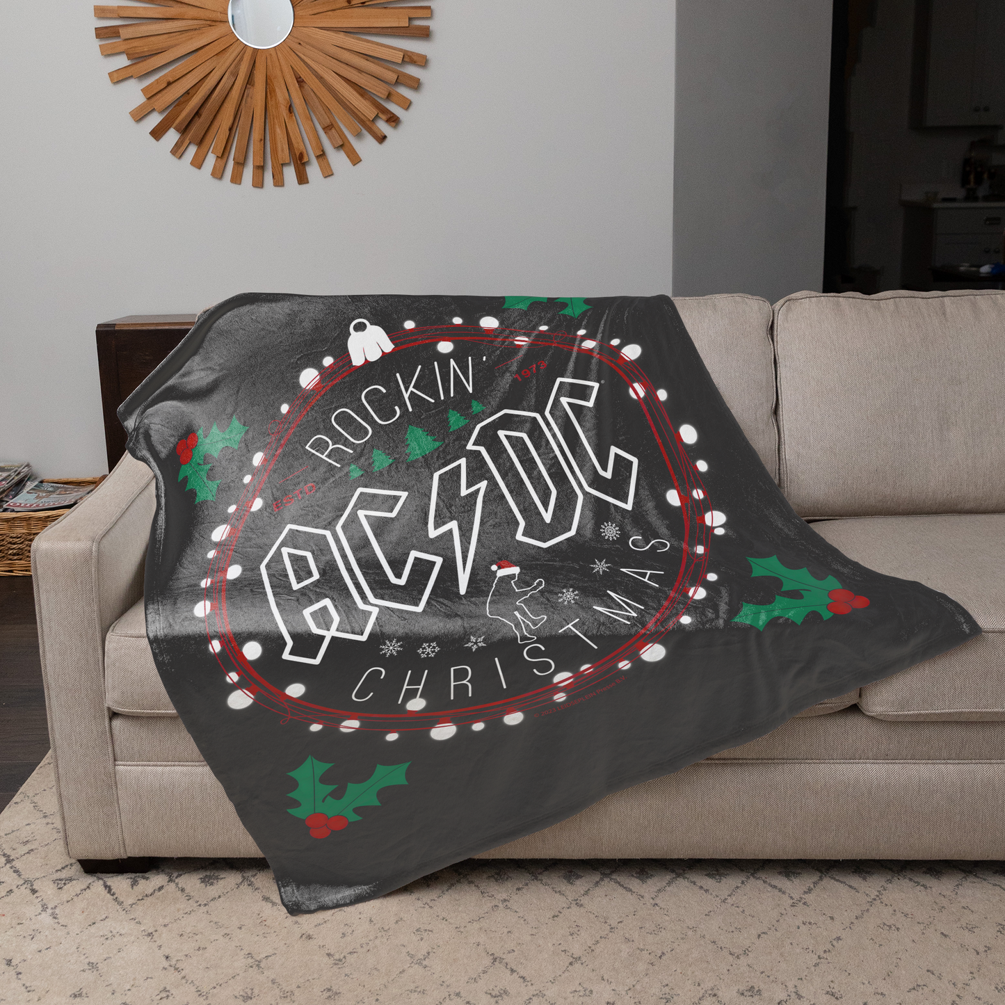 ACDC Christmas Circle Fleece Blanket 50X60 Inches