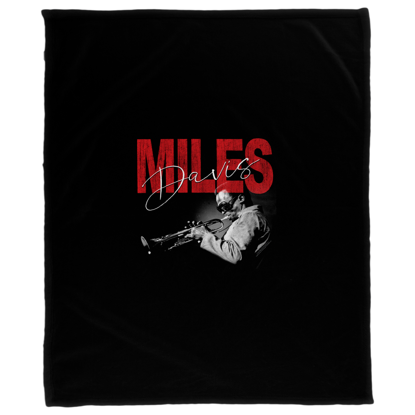 Miles Davis Distressed Photo with Fleece Blanket