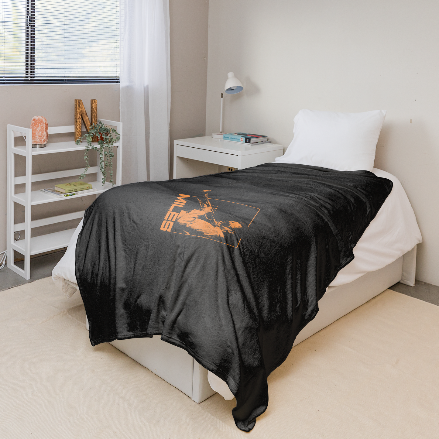 Miles Davis Orange Square with Fleece Blanket