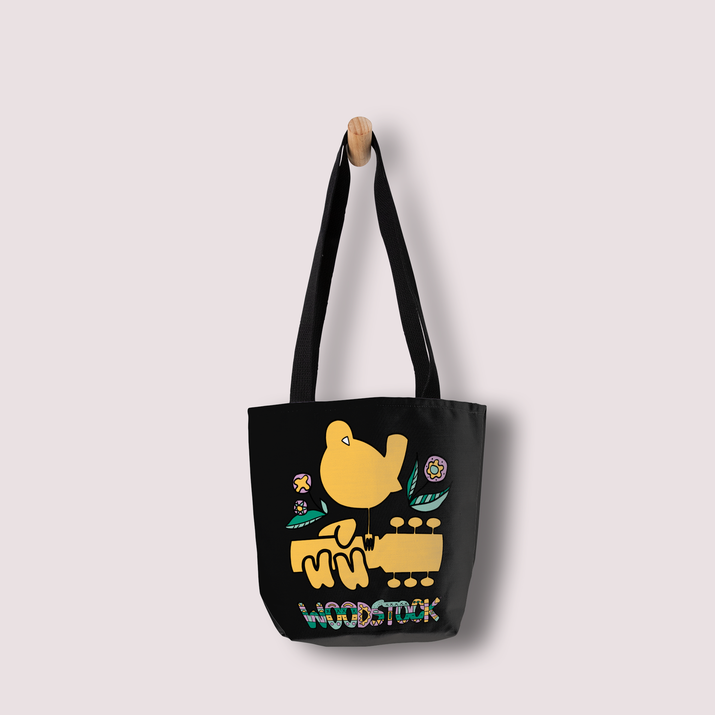 Woodstock Bird Aztec Black and Woodstock Bird Aztec Black with Tote Bag