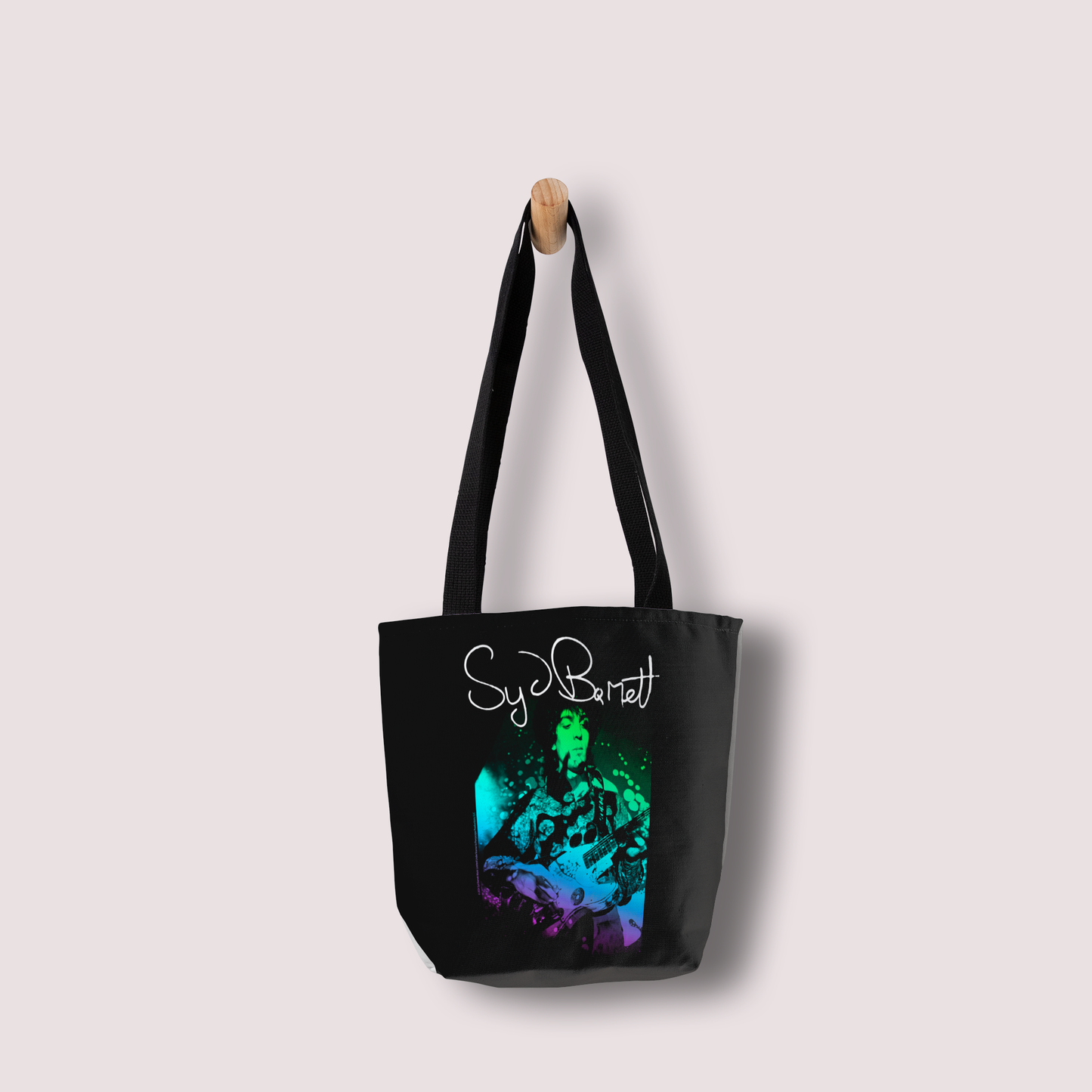 Syd Barret Colorful Portrait with Guitar with Tote Bag