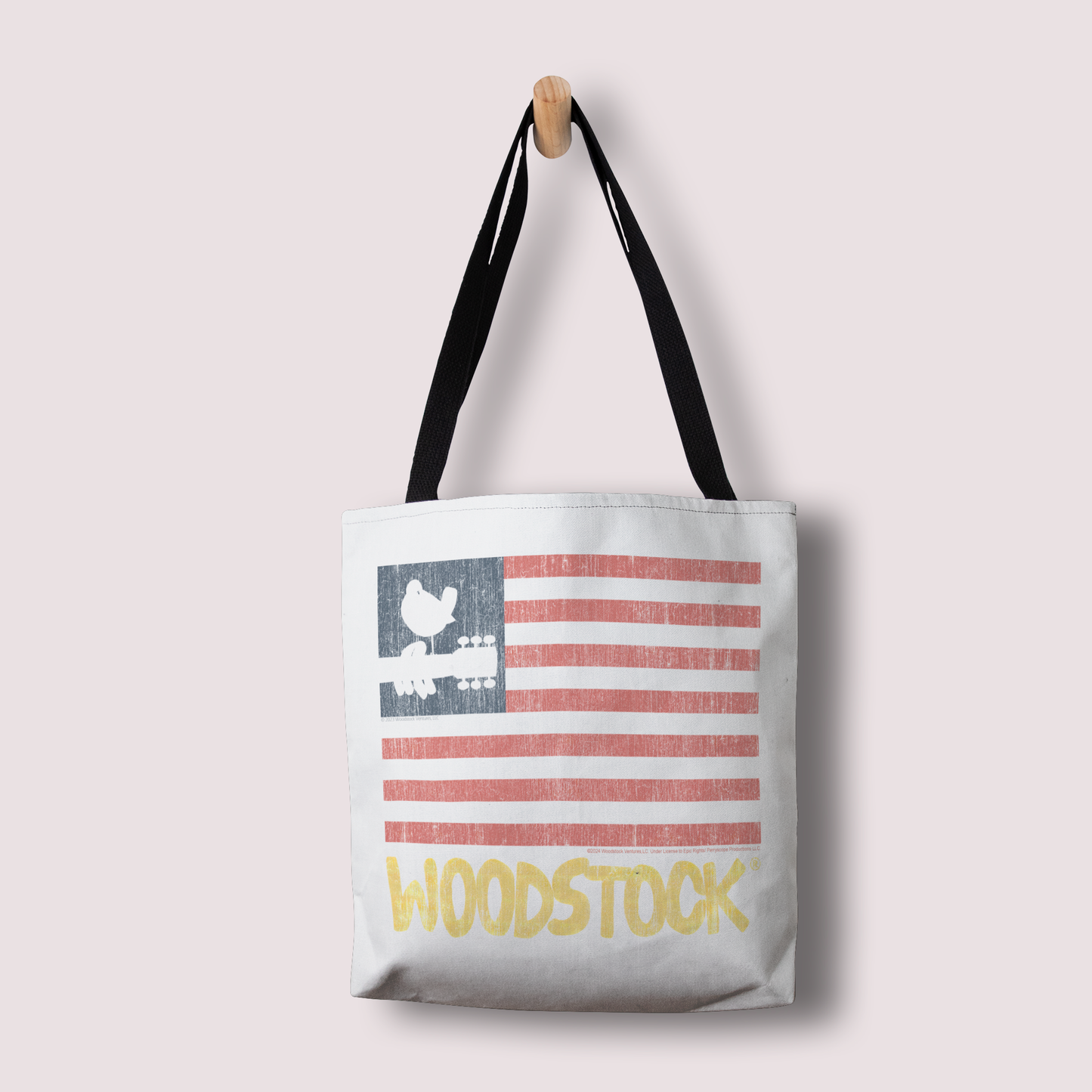 Woodstock Distressed Flag White and Woodstock Distressed Flag White with Tote Bag