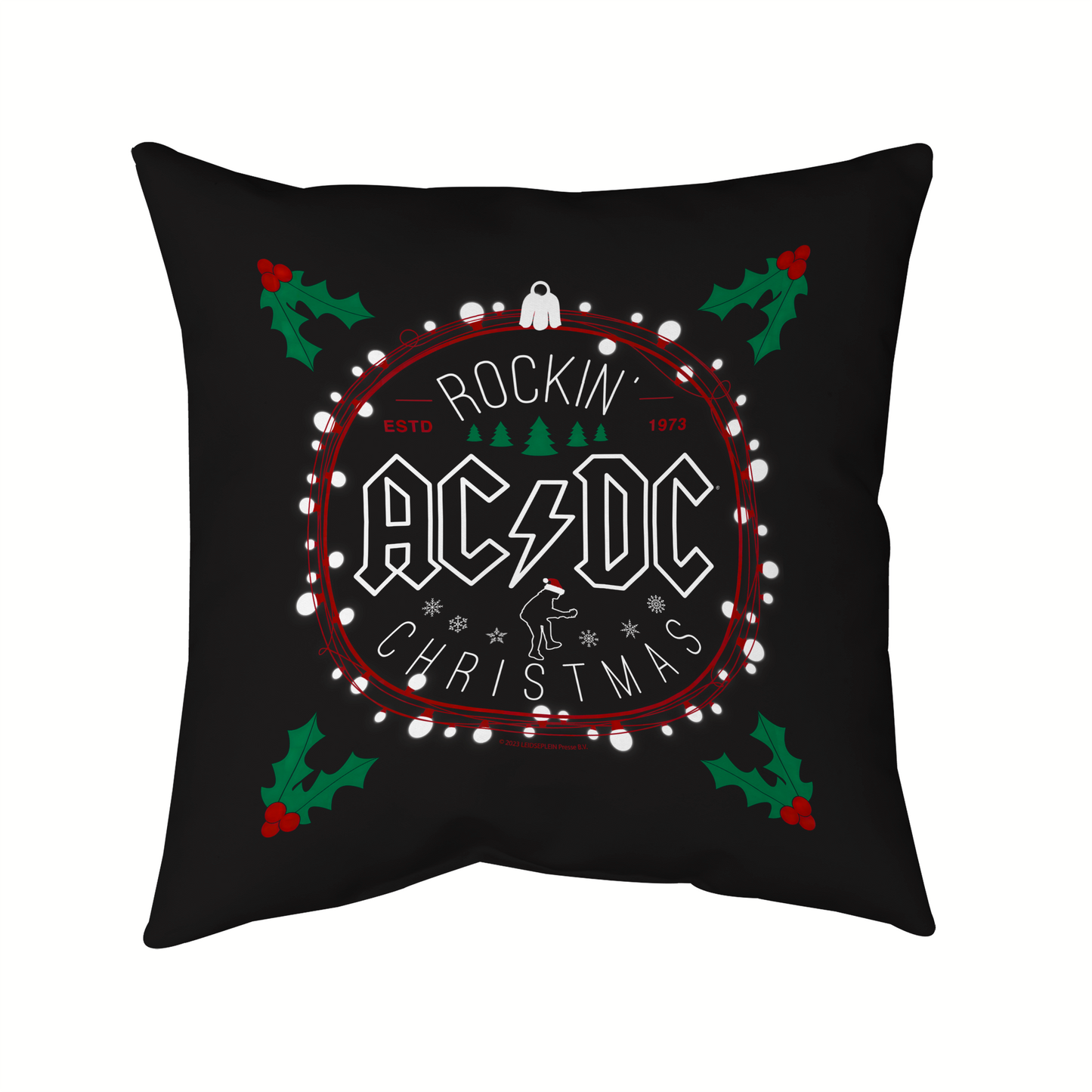 ACDC Christmas Circle Pillow square