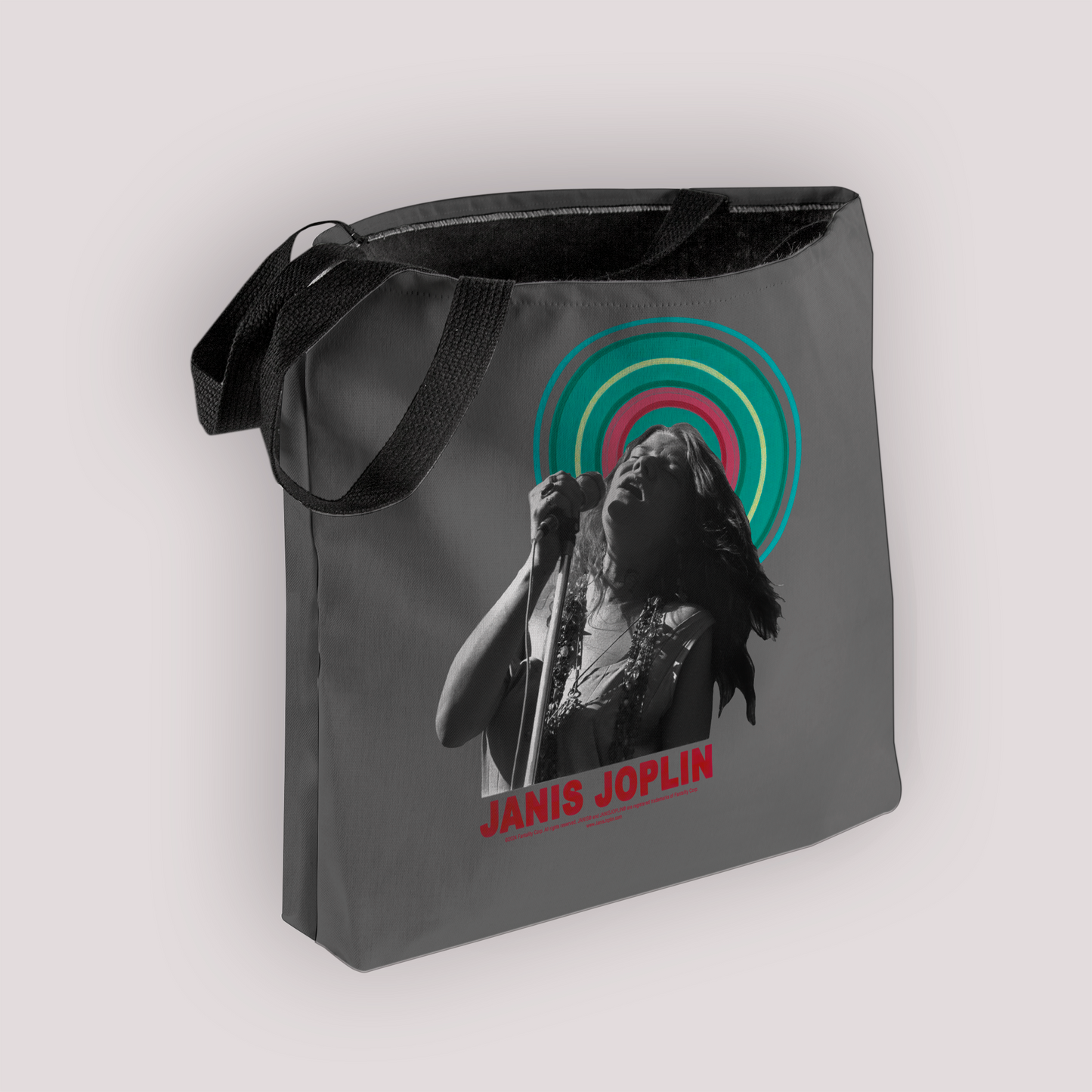 Janis Joplin Halo Photo Grey and Janis Joplin Halo Photo Grey with Tote Bag