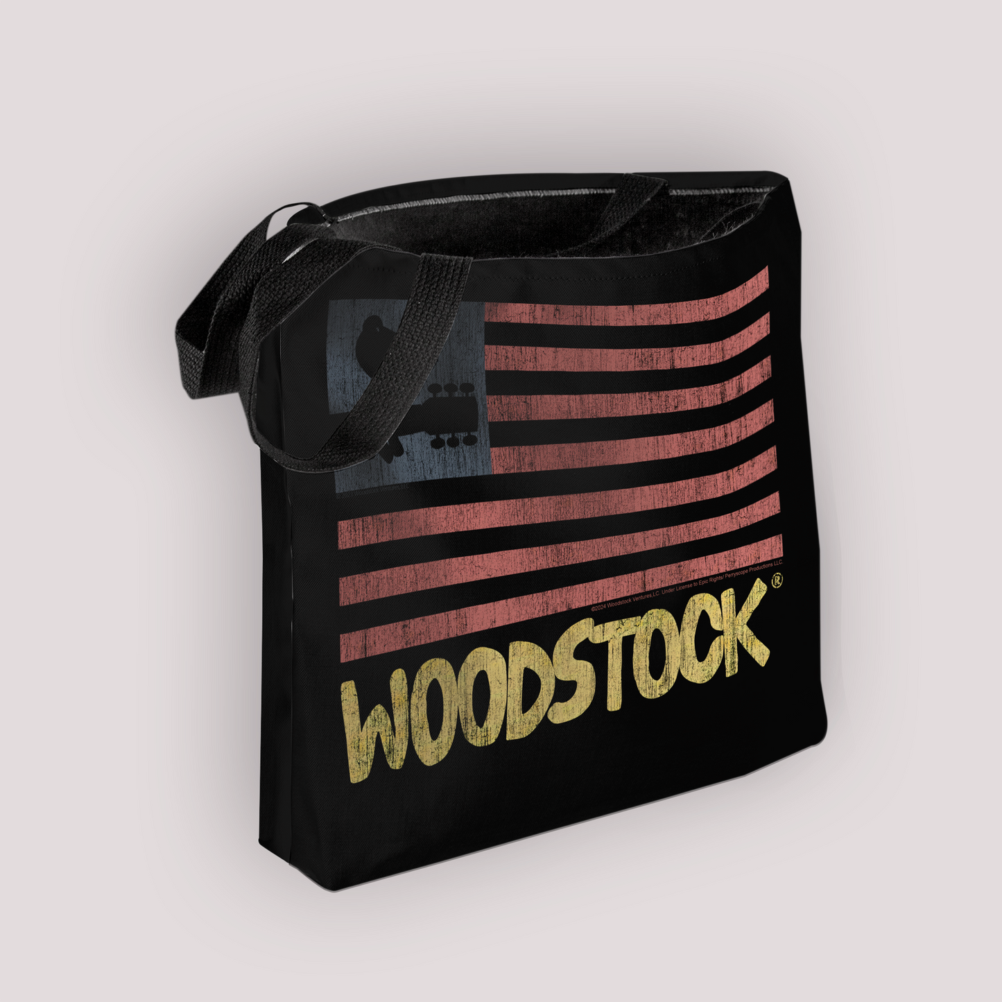 Woodstock Distressed Flag Black and Woodstock Distressed Flag Black with Tote Bag