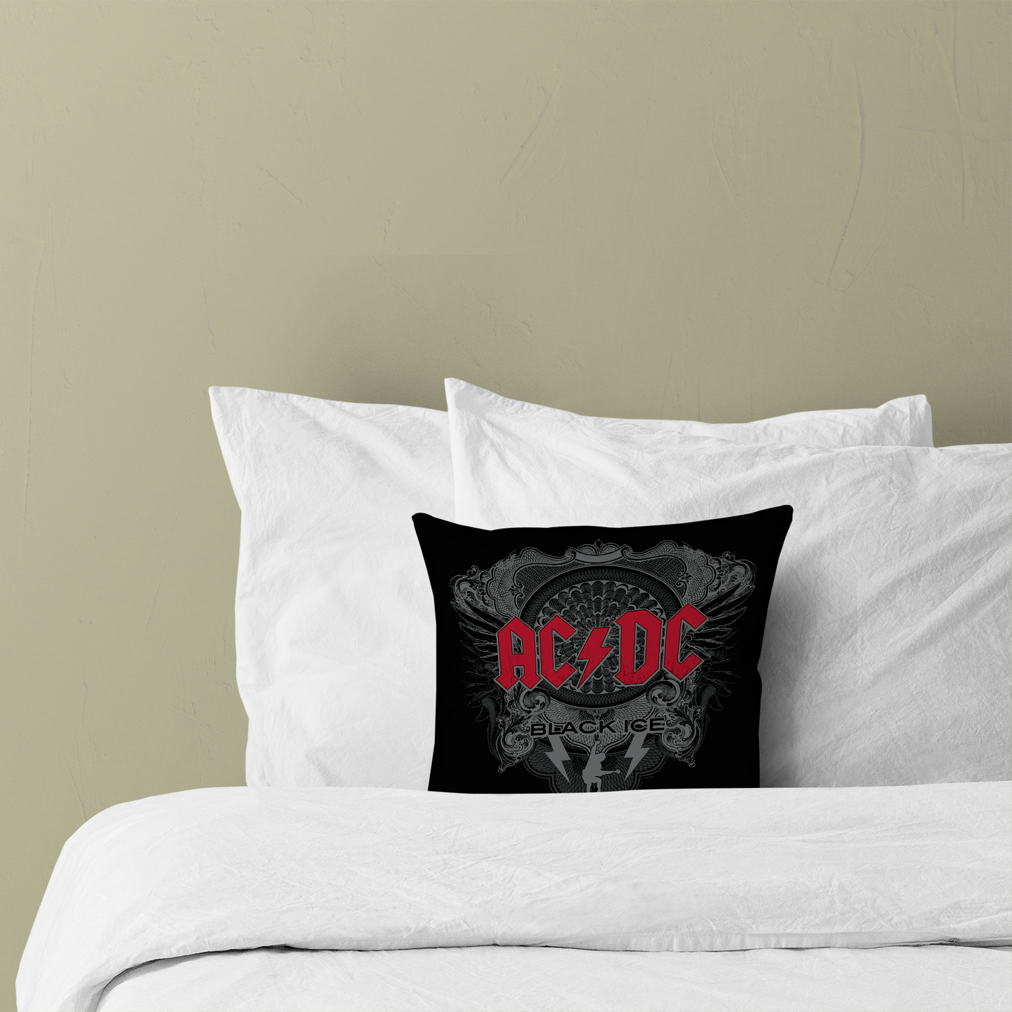 ACDC Black Ice Red Pillow - Print, Square, Indoor Use, Available in 14x14", 16x16", 18x18", 20x20"