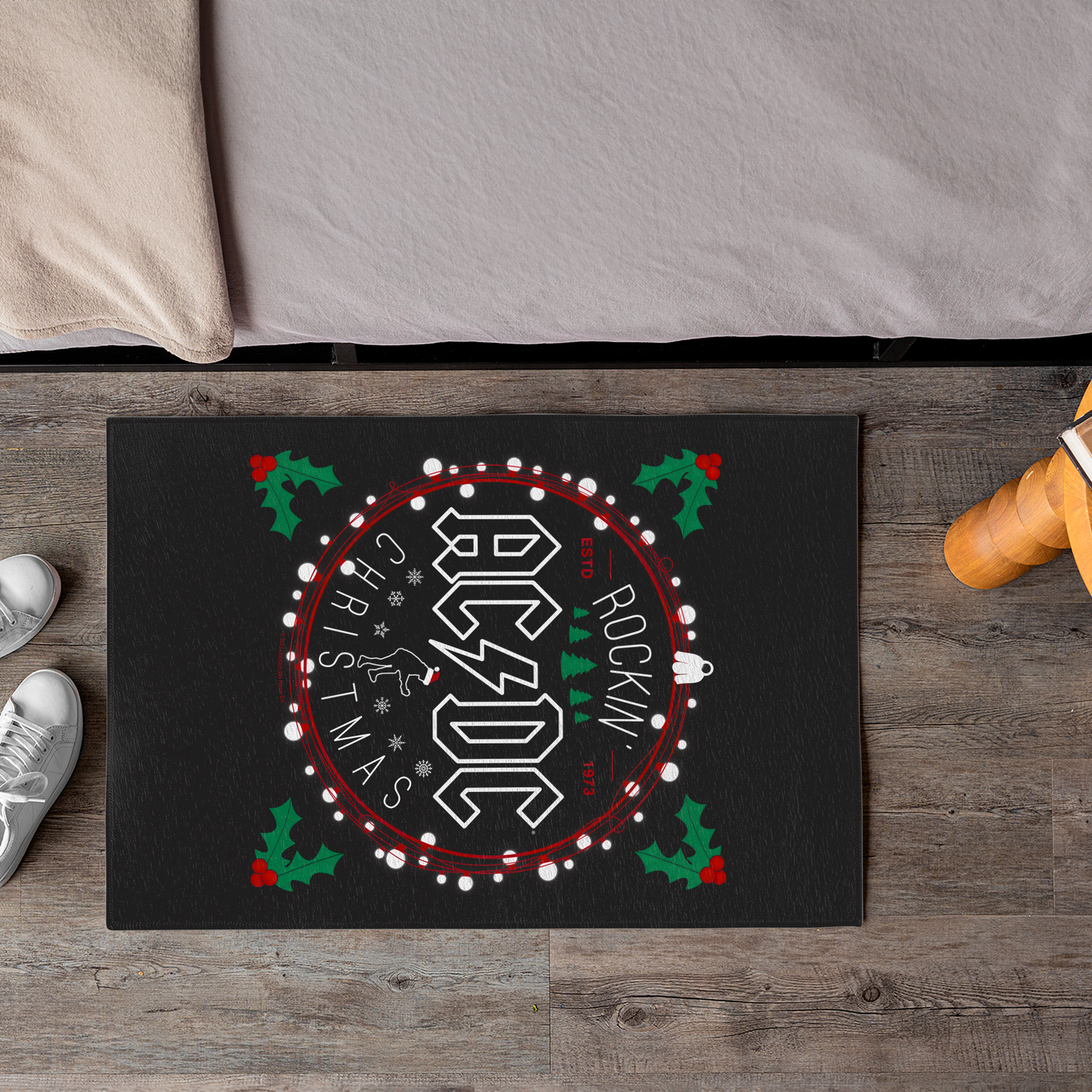 ACDC Christmas Circle Area Rug