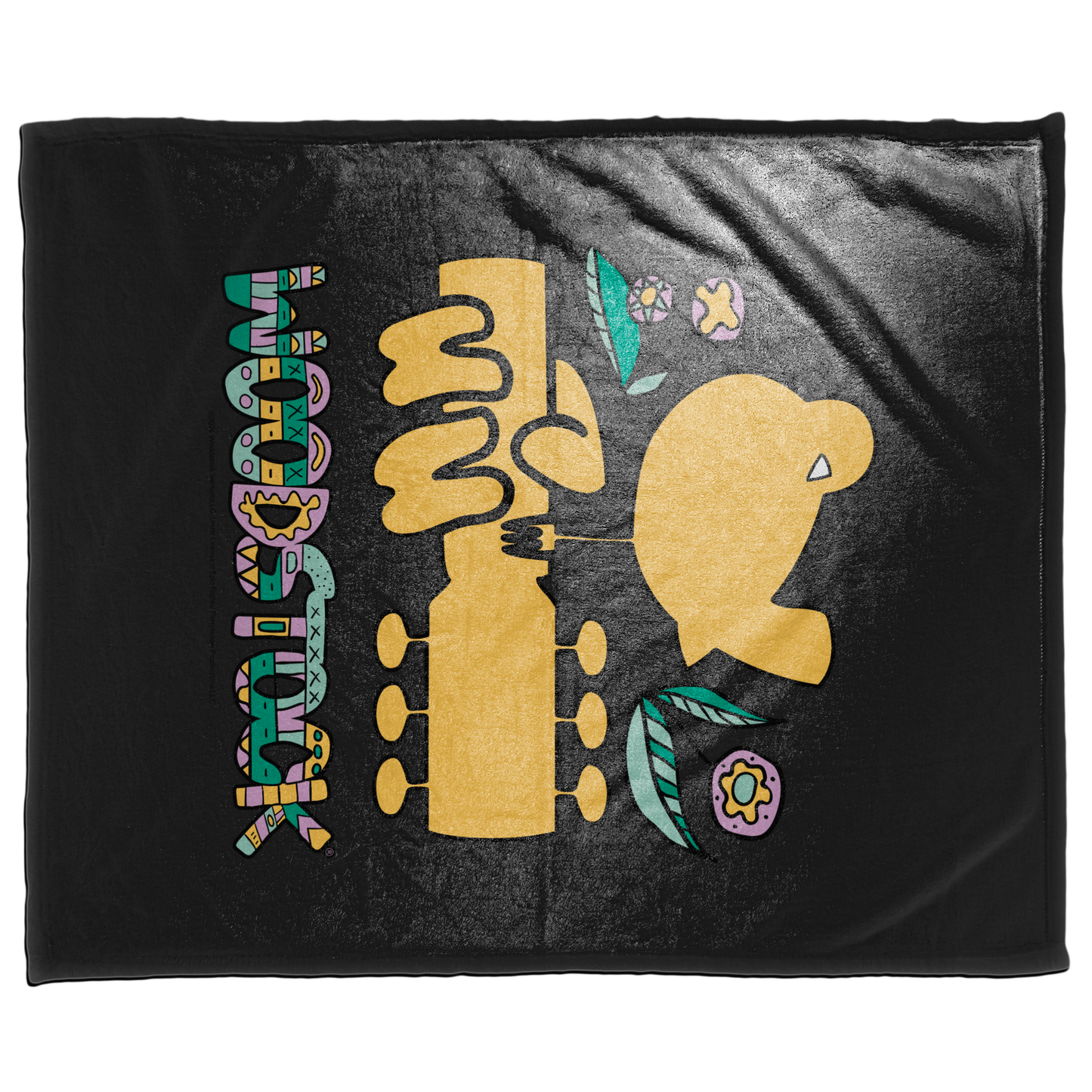 Woodstock Bird Aztec Black with Fleece Blanket