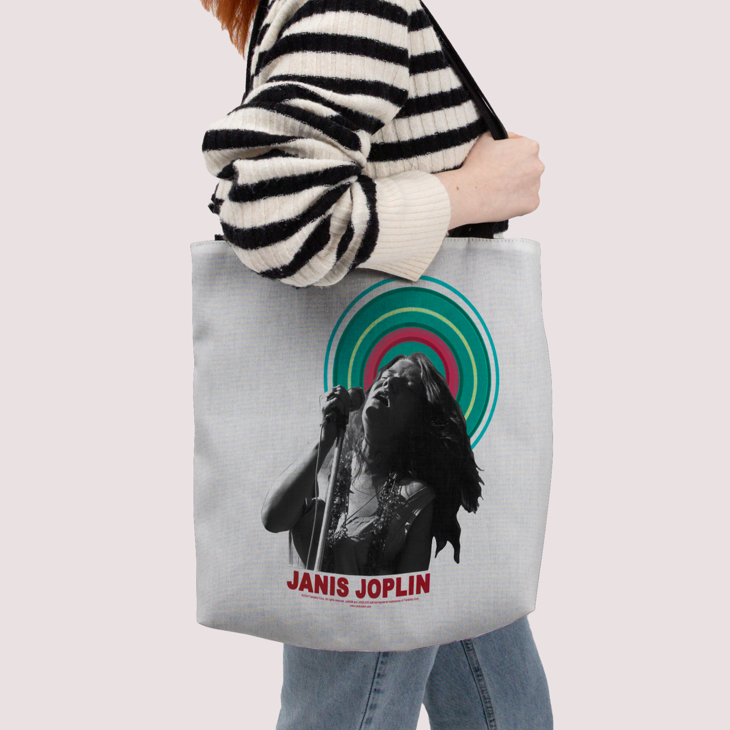 Janis Joplin Halo Photo White and Janis Joplin Halo Photo White with Tote Bag