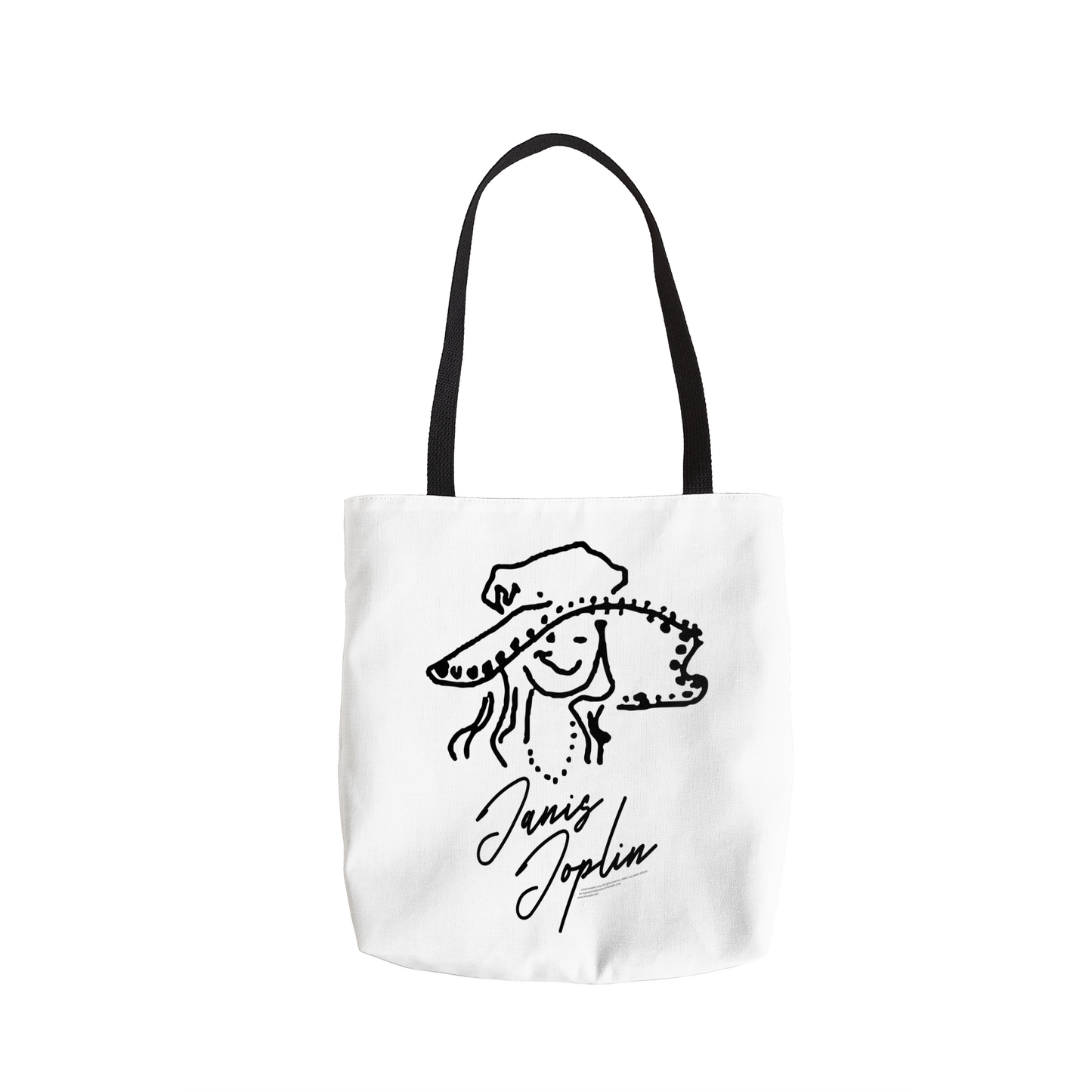 Janis Joplin Outline Sketched White and Janis Joplin Outline Sketched White with Tote Bag