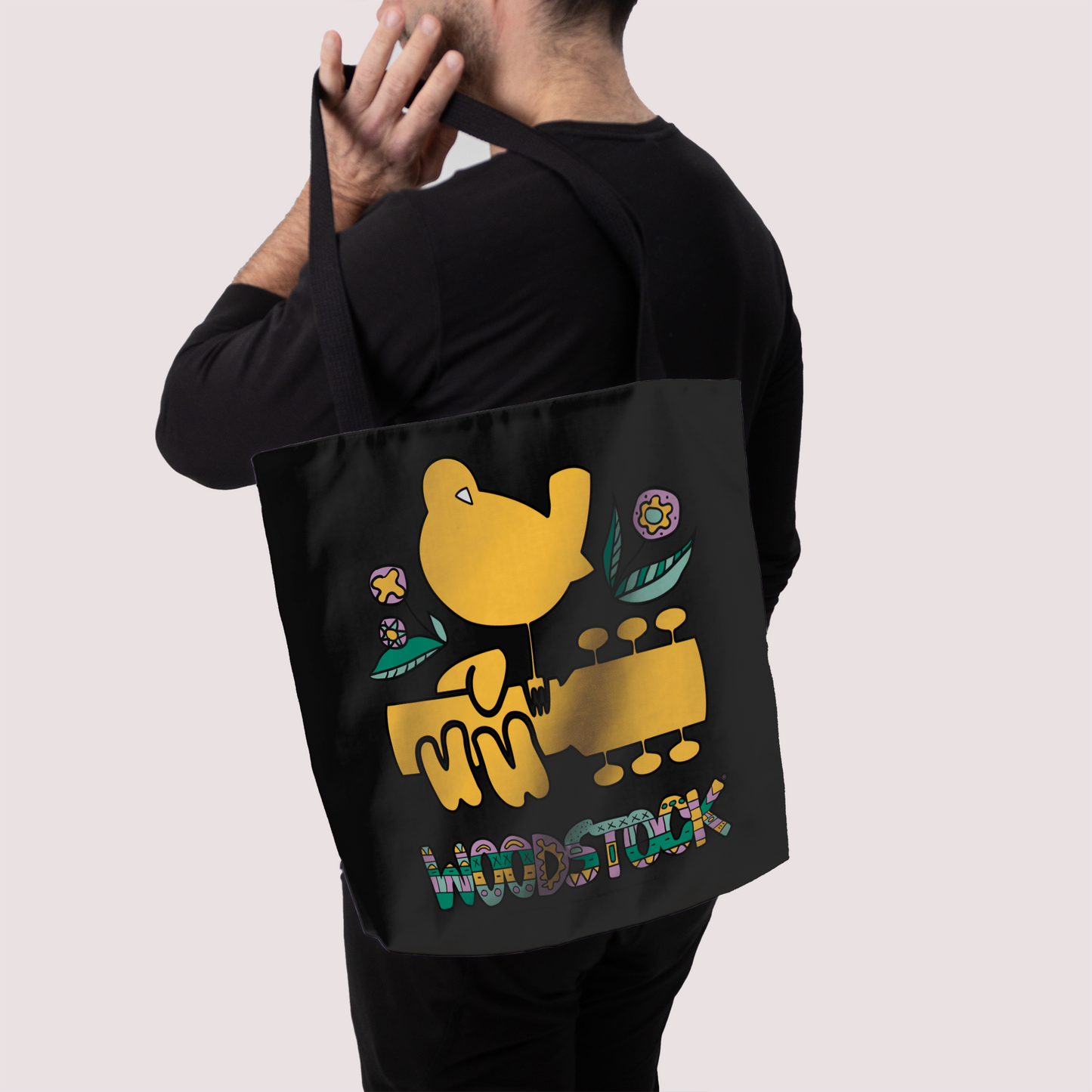 Woodstock Bird Aztec Black and Woodstock Bird Aztec Black with Tote Bag