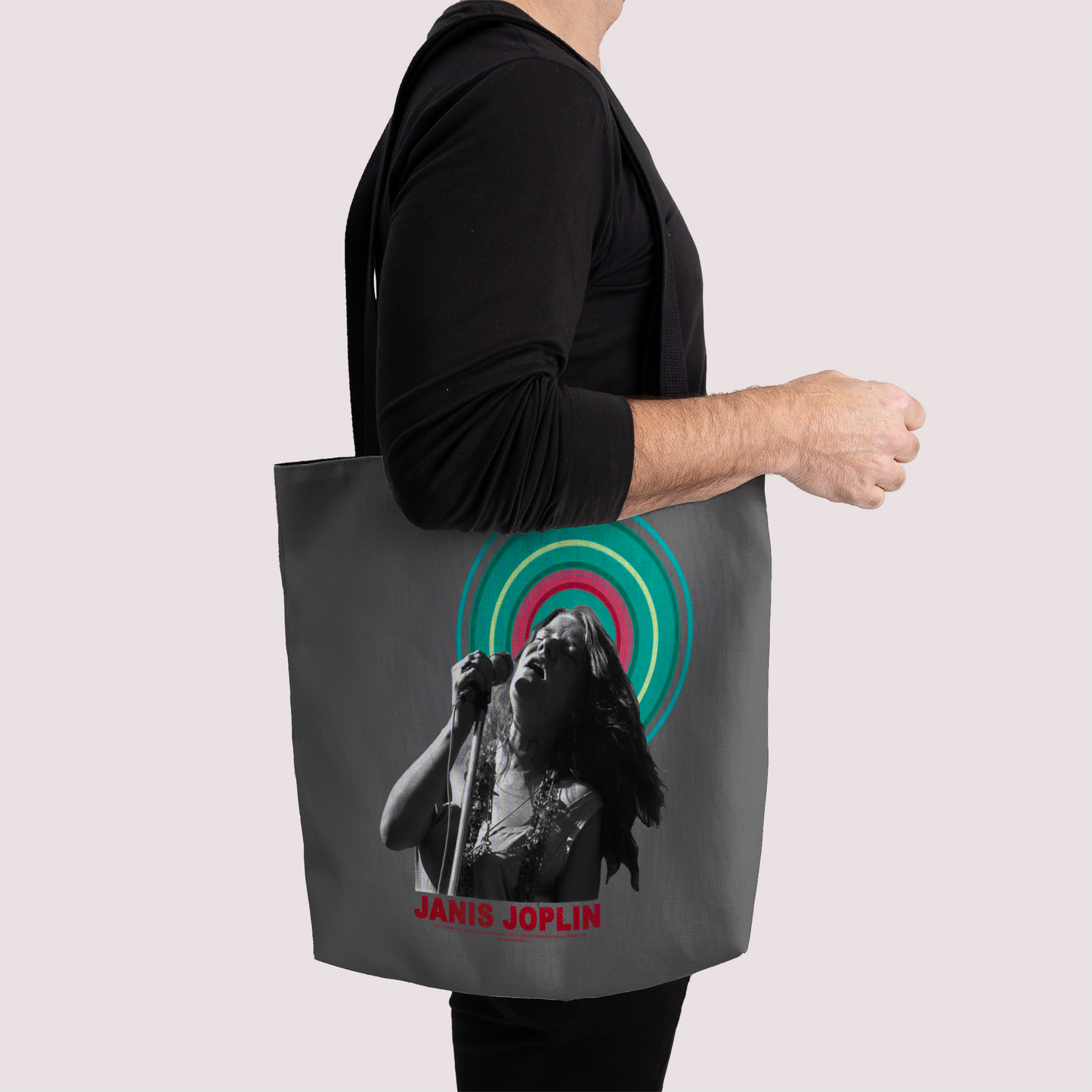 Janis Joplin Halo Photo Grey and Janis Joplin Halo Photo Grey with Tote Bag