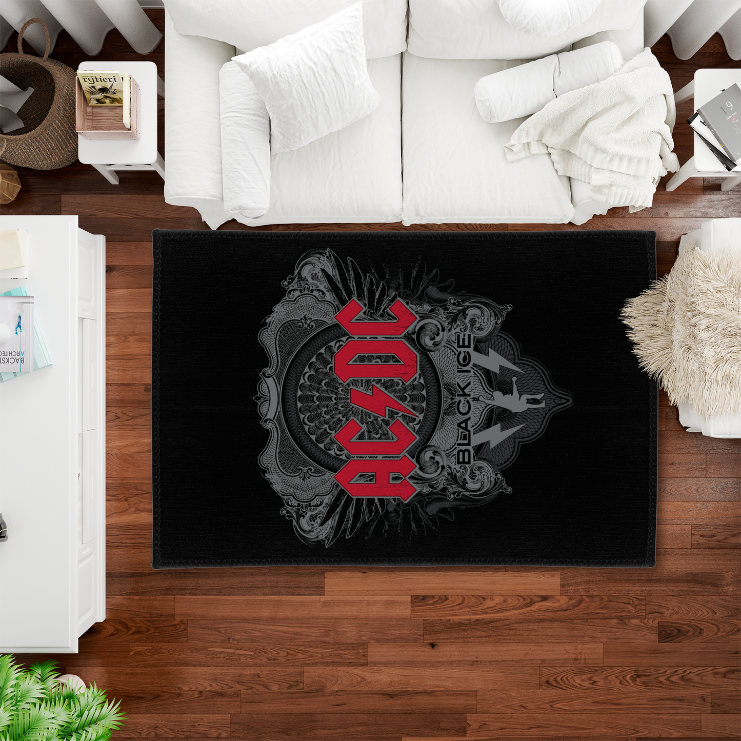 ACDC Black Ice Red - Area Rug - Woven Polyester, Indoor Use - Sizes 2x3ft, 4x6ft