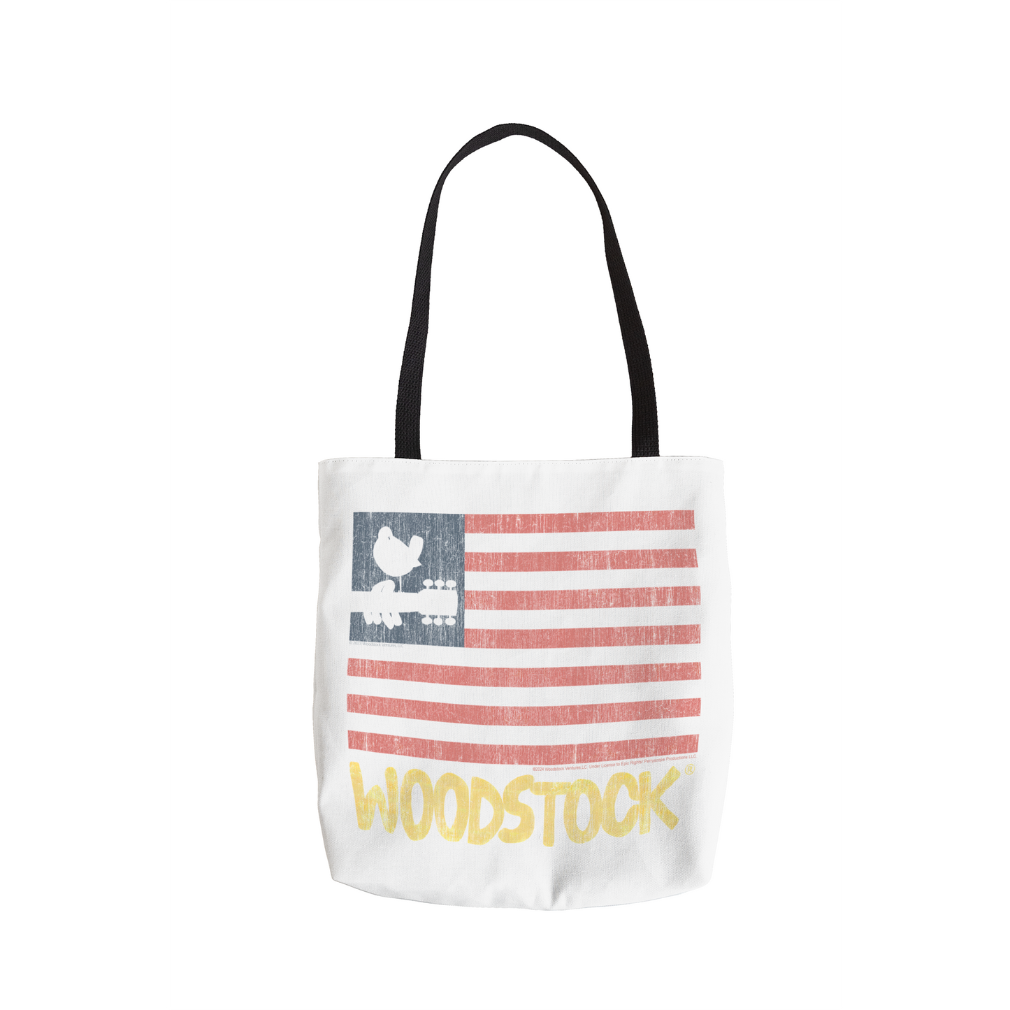 Woodstock Distressed Flag White and Woodstock Distressed Flag White with Tote Bag