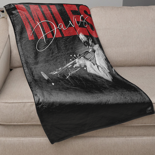 Miles Davis Distressed Photo with Fleece Blanket