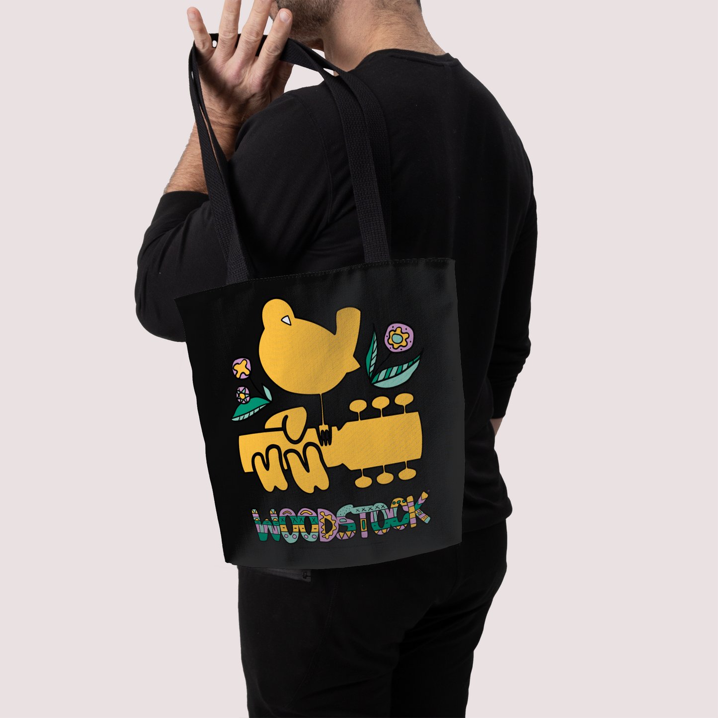 Woodstock Bird Aztec Black and Woodstock Bird Aztec Black with Tote Bag