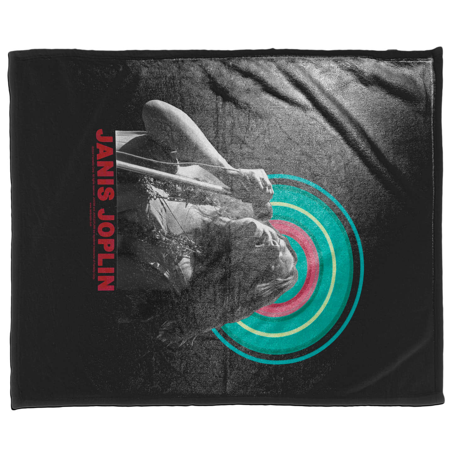 Janis Joplin Halo Photo Black with Fleece Blanket