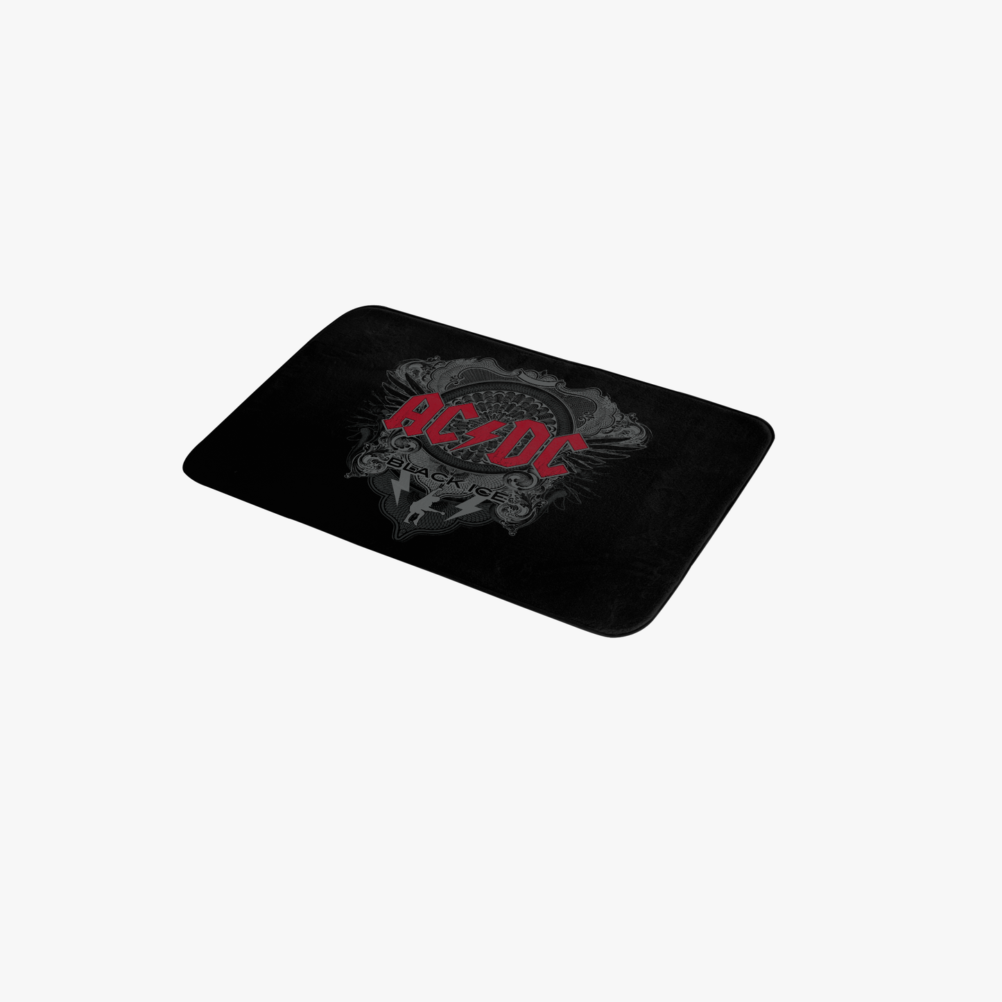 ACDC Black Ice Red Print Bathmat - Memory Foam, Plush Microfiber, 24"x17 Water-Absorbent - Bathmat, Bathroom