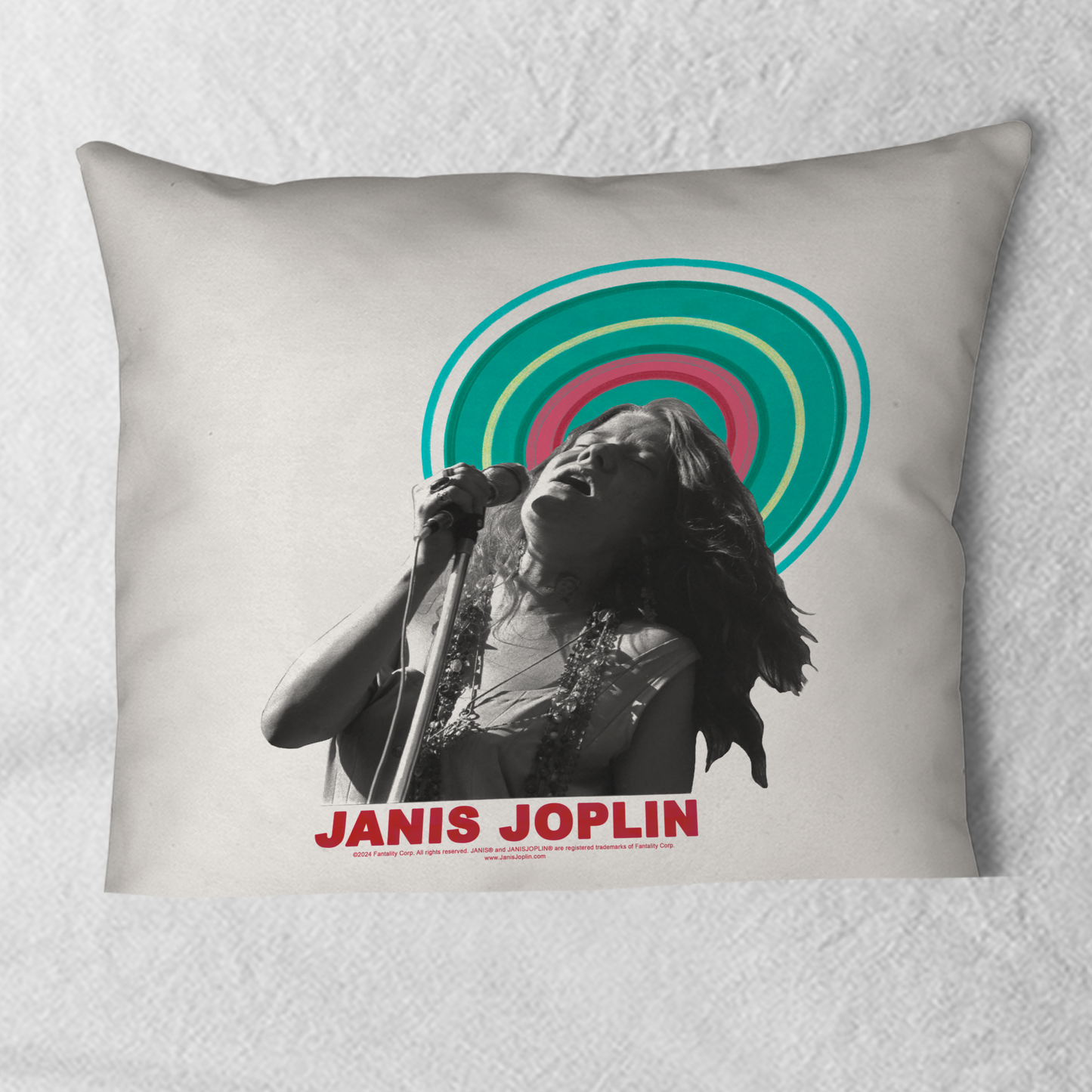 Janis Joplin Halo Photo White and Janis Joplin Halo Photo White with Pillow square