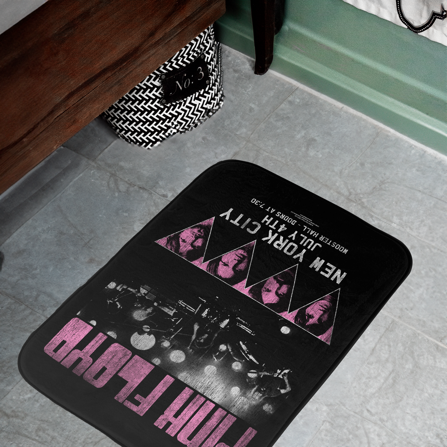 Pink Floyd Tour N-Y-C Printed Bathmat, Size 24"x17", Memory Foam, Plush Microfiber, Water-Absorbent, Bathroom Use