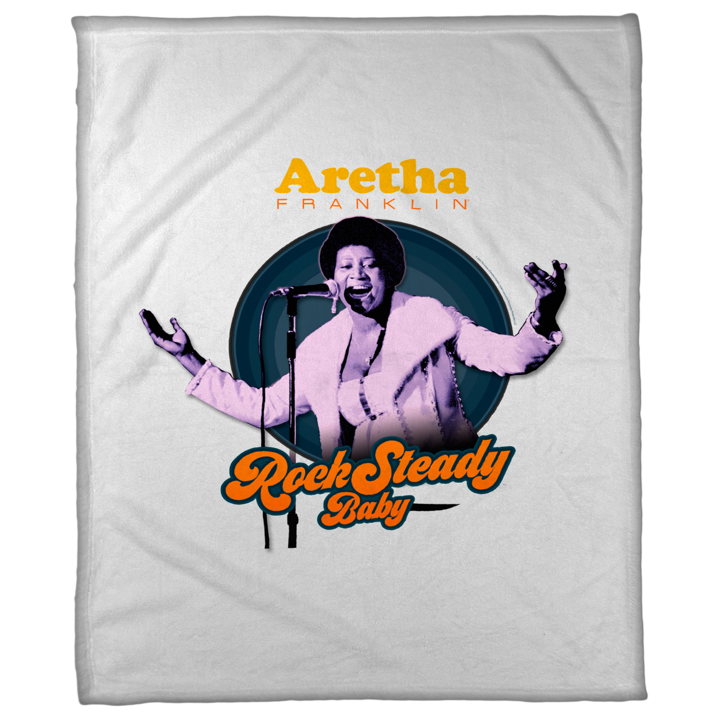 Aretha Franklin Photo - Vibrant Yellow Orange Retro Text Rock Steady Baby with Fleece Blanket