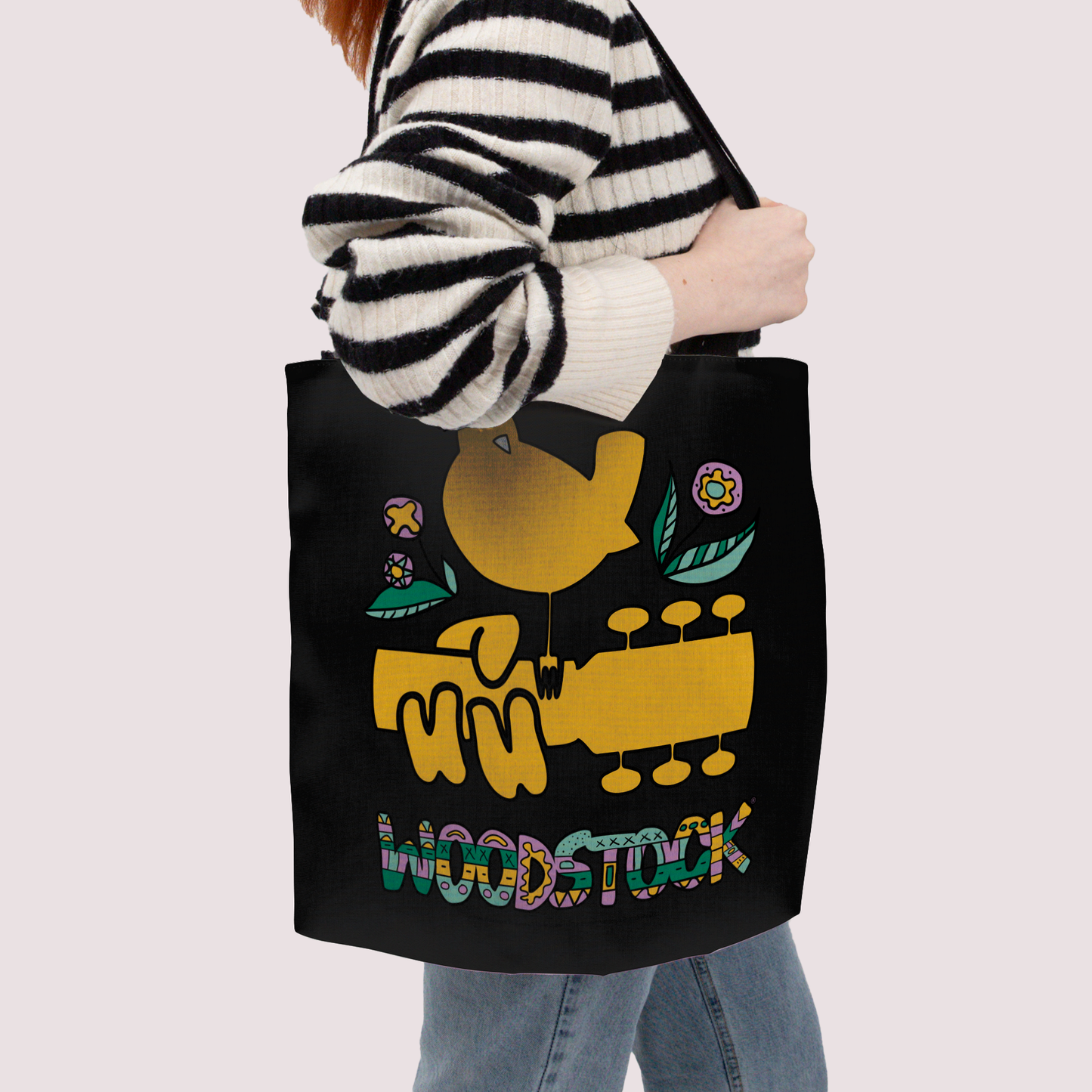 Woodstock Bird Aztec Black and Woodstock Bird Aztec Black with Tote Bag