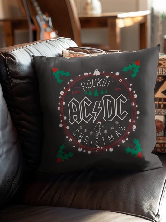 ACDC Christmas Circle Pillow square