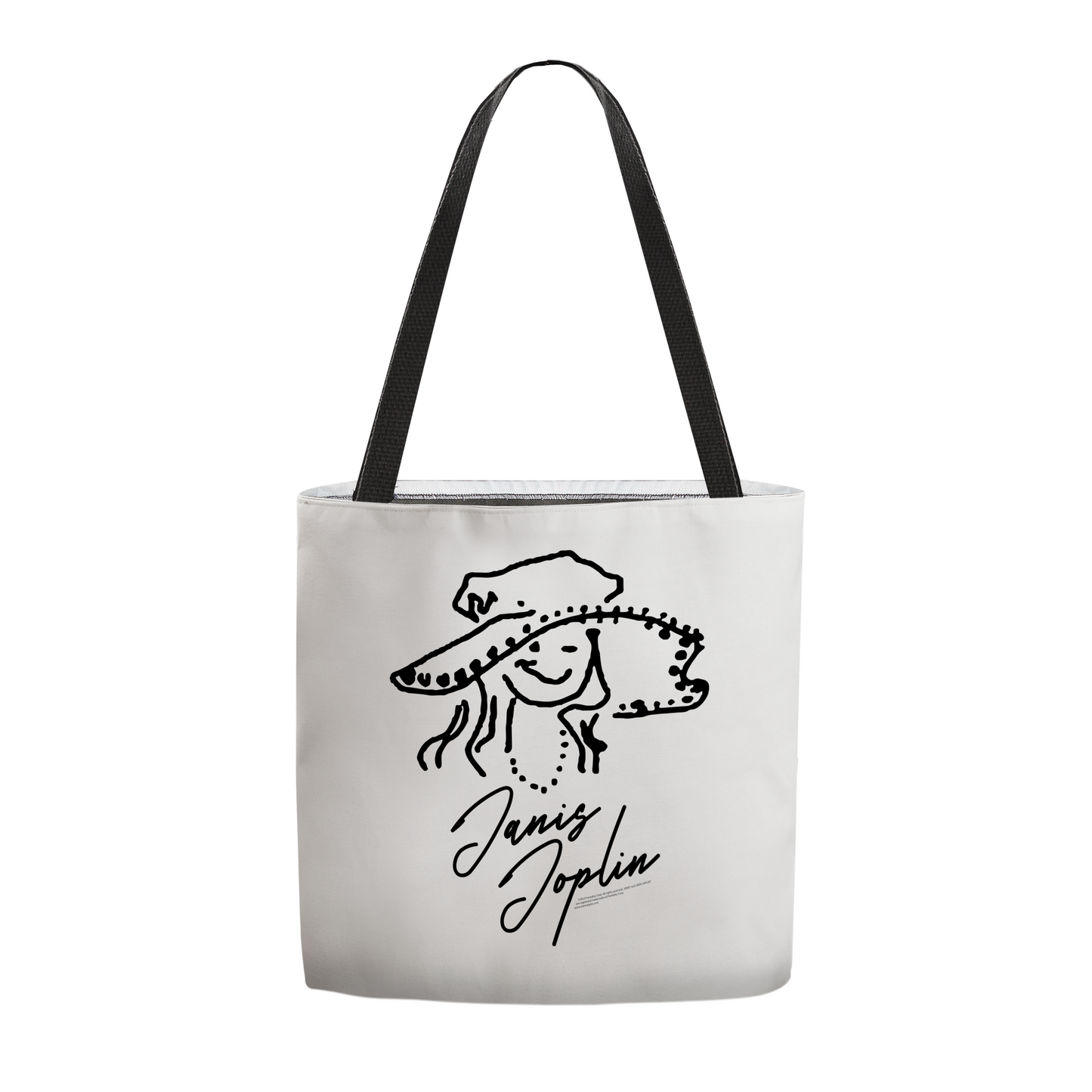 Janis Joplin Outline Sketched White and Janis Joplin Outline Sketched White with Tote Bag