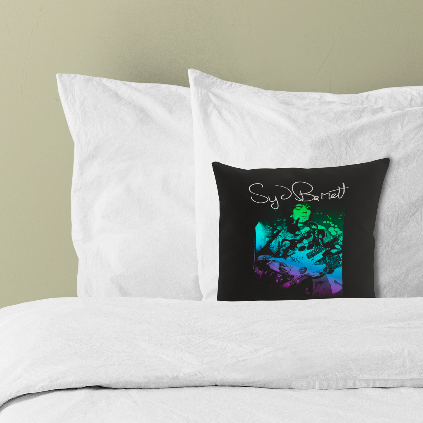 Syd Barret Colorful Portrait with Guitar with Pillow square