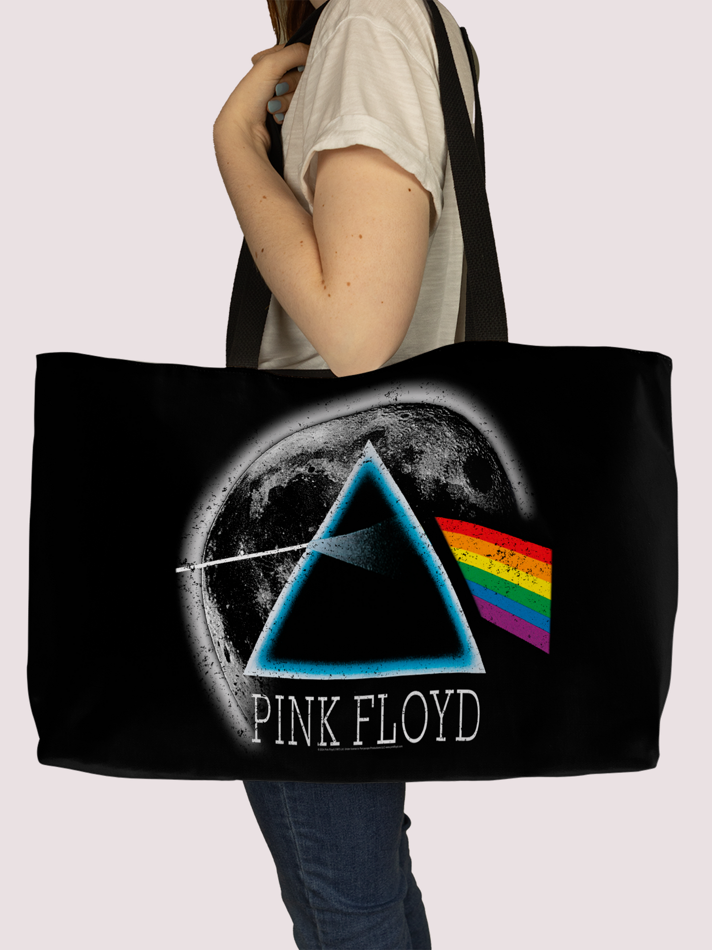 Pink Floyd Dark Side of The Moon Distressed Moon AOP and Pink Floyd Dark Side of The Moon Distressed Moon AOP with Weekendery_24X13