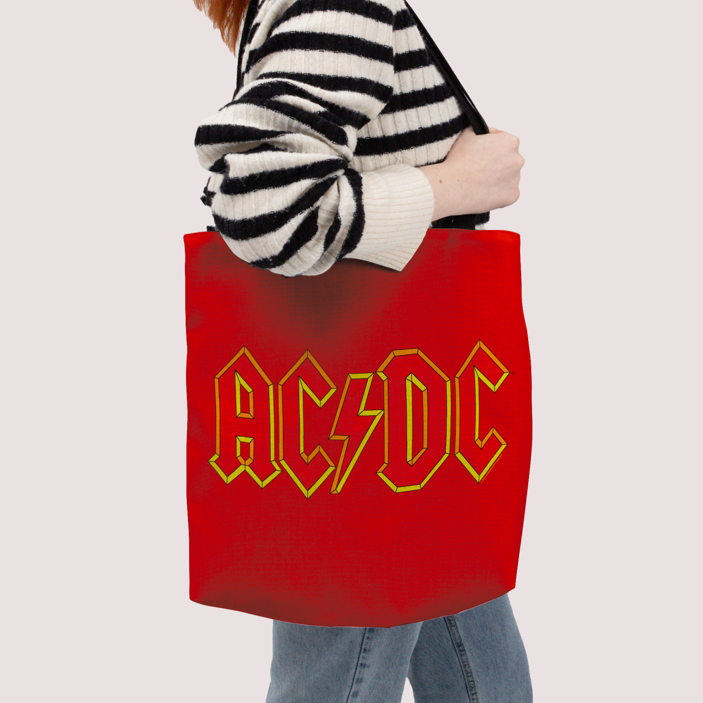 ACDC Yellow Outline Red Logo Tote Bag