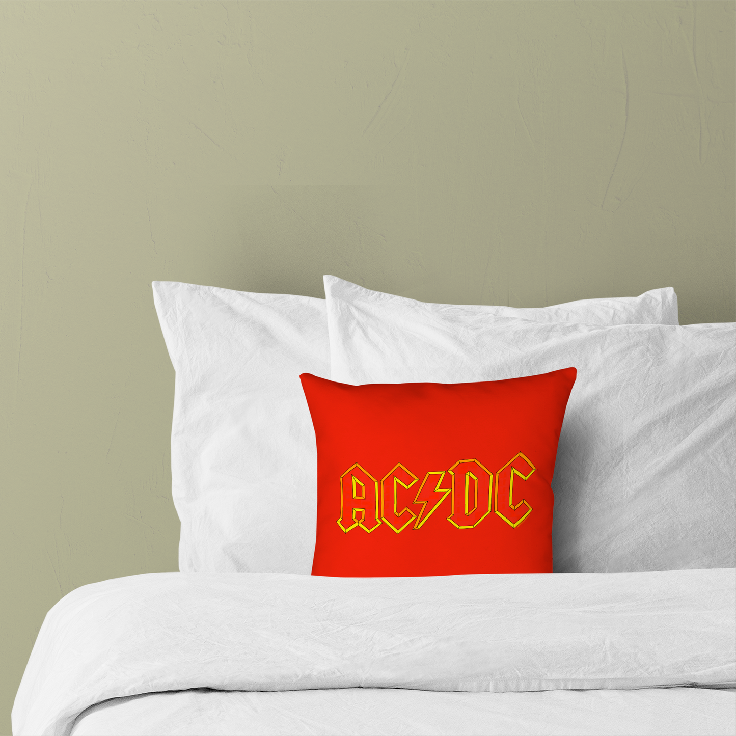 ACDC Yellow Outline Red Logo Pillow square