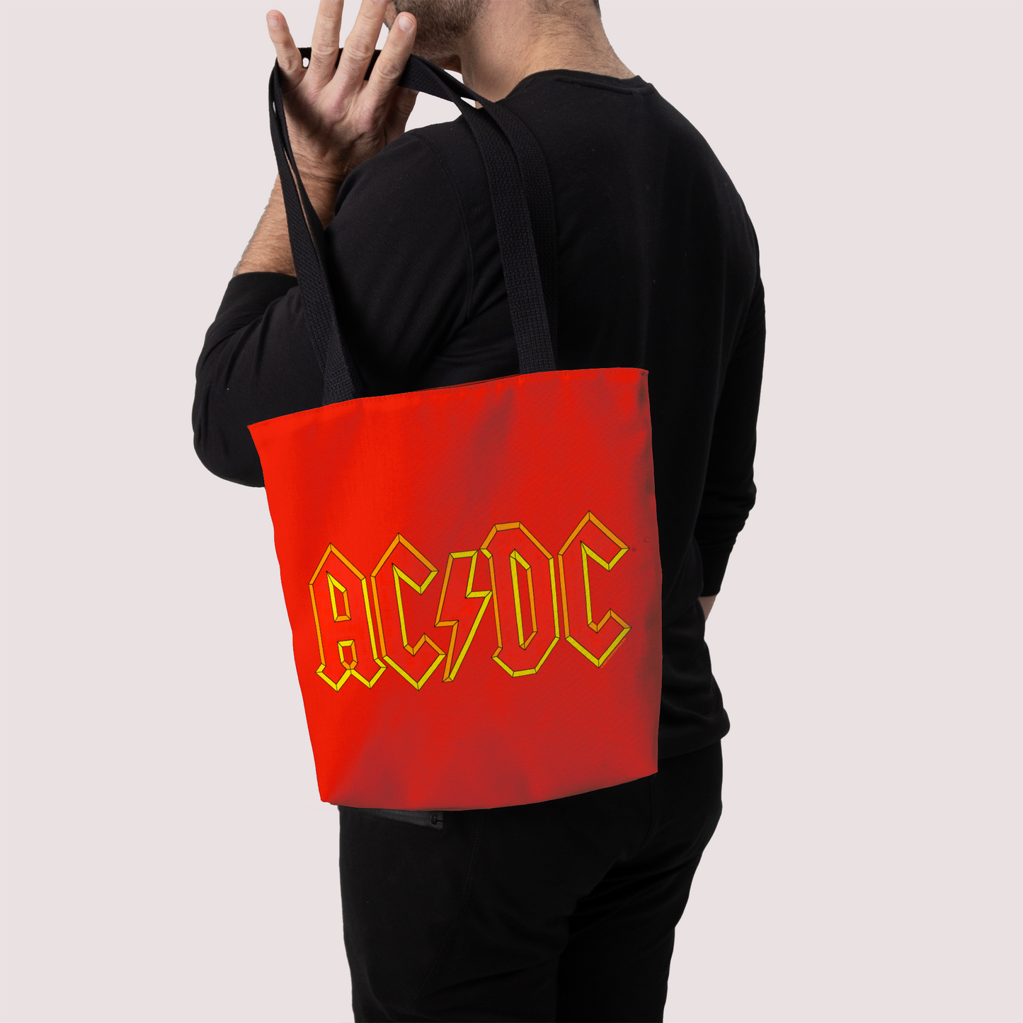 ACDC Yellow Outline Red Logo Tote Bag