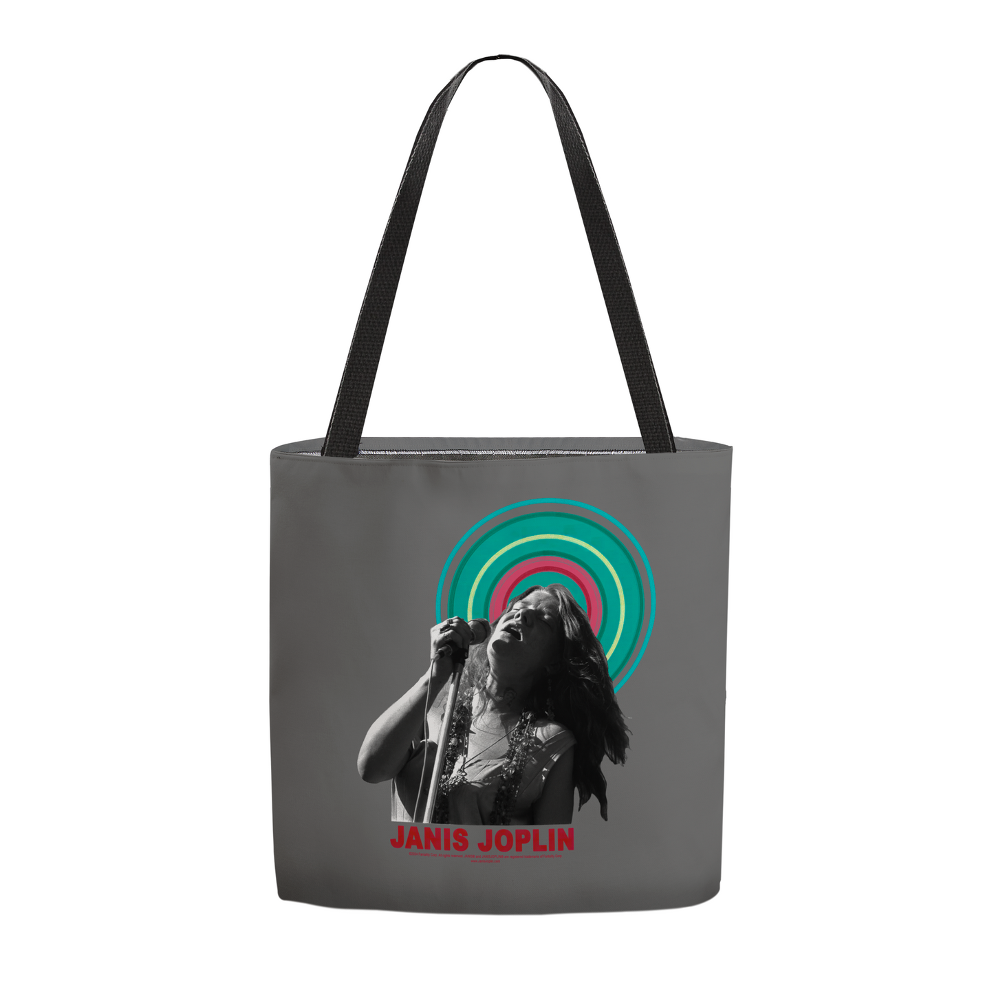 Janis Joplin Halo Photo Grey and Janis Joplin Halo Photo Grey with Tote Bag