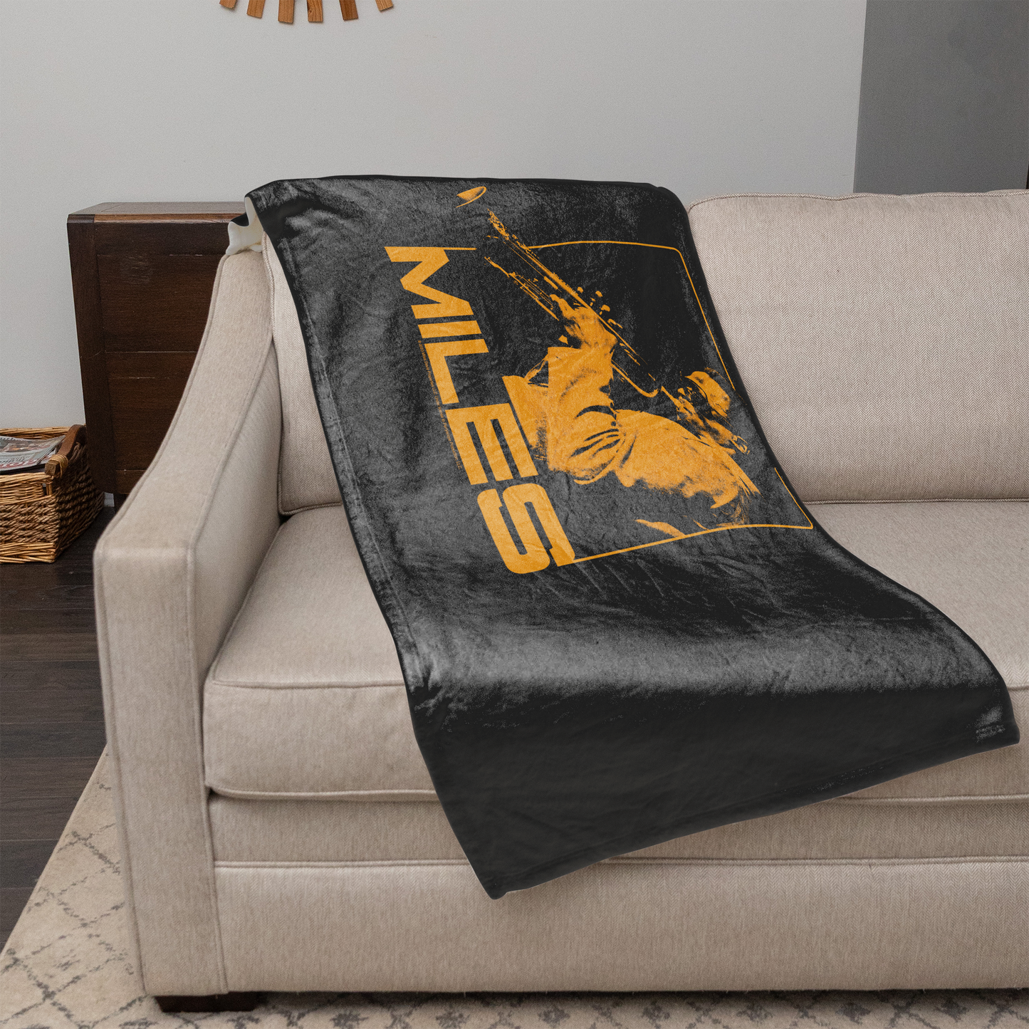 Miles Davis Orange Square with Fleece Blanket