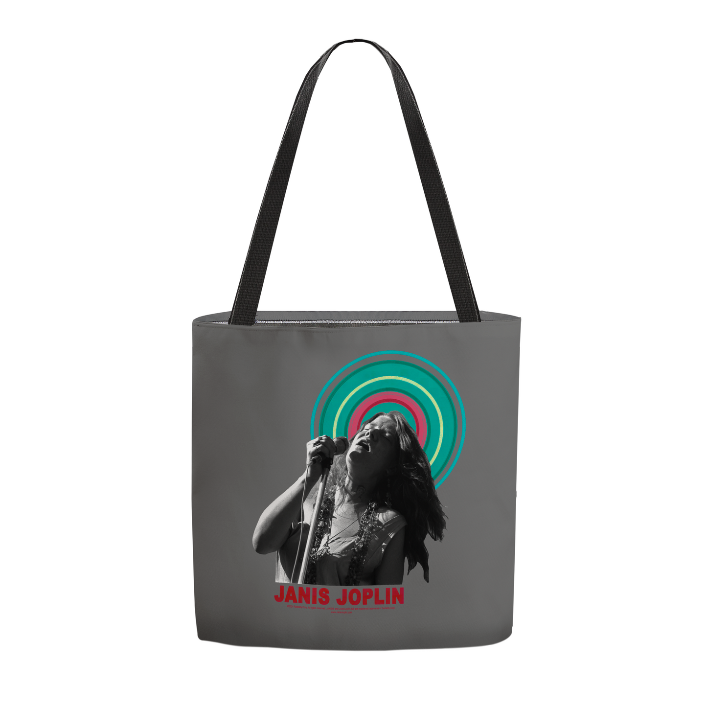 Janis Joplin Halo Photo Grey and Janis Joplin Halo Photo Grey with Tote Bag