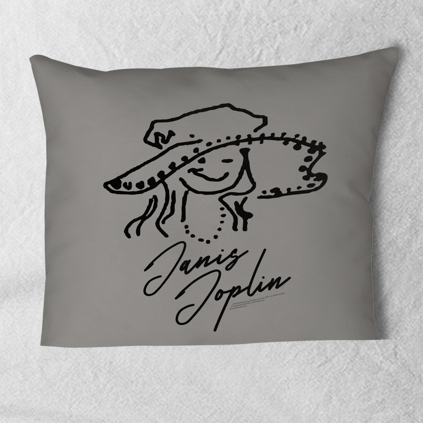 Janis Joplin Outline Sketched Grey and Janis Joplin Outline Sketched Grey with Pillow square